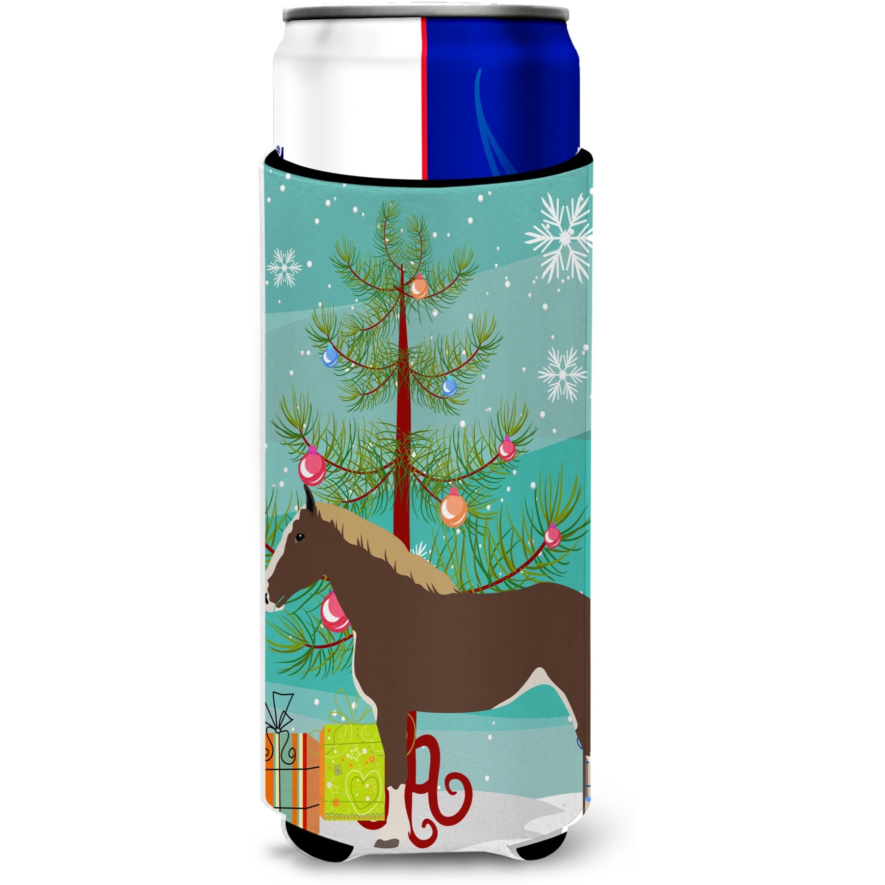 &quotCaroline's Treasures Percheron Horse Christmas Decorative Can Hugger, Slim, Multicolor"