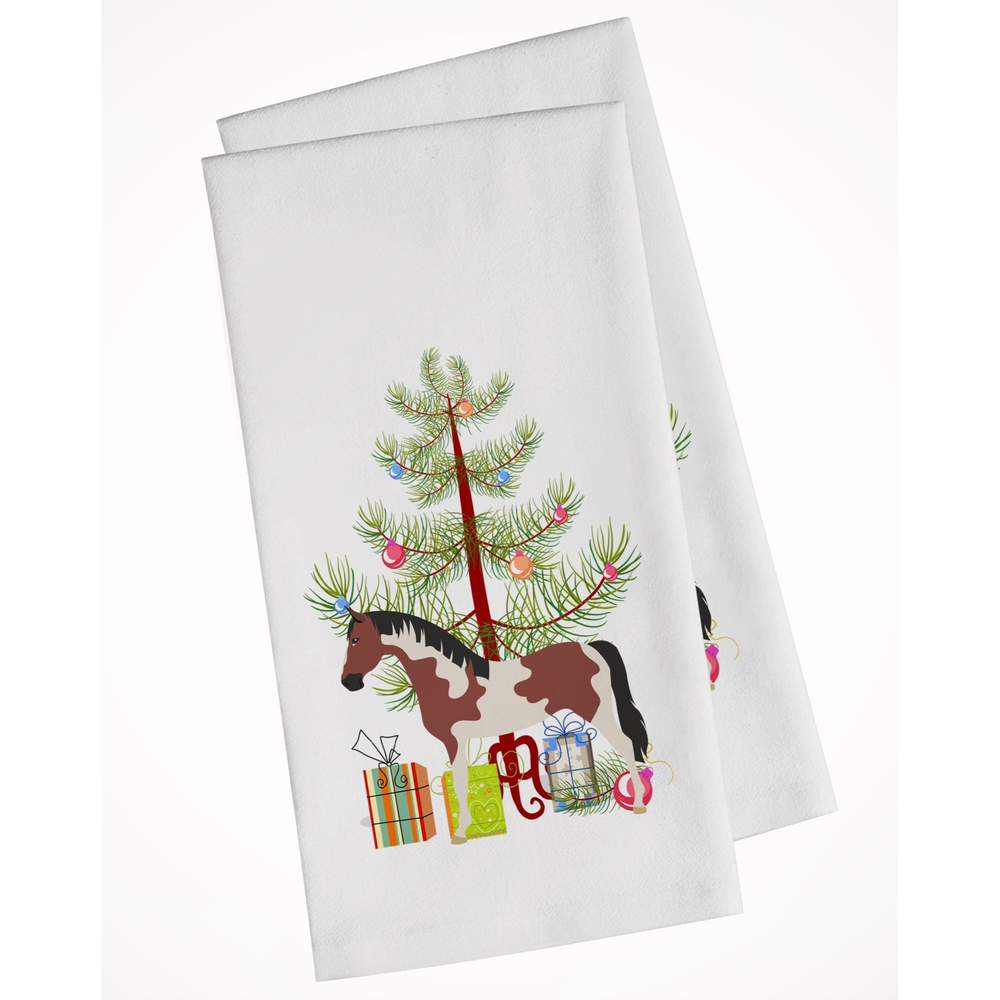 Pinto Horse Christmas White Kitchen Towel Set of 2