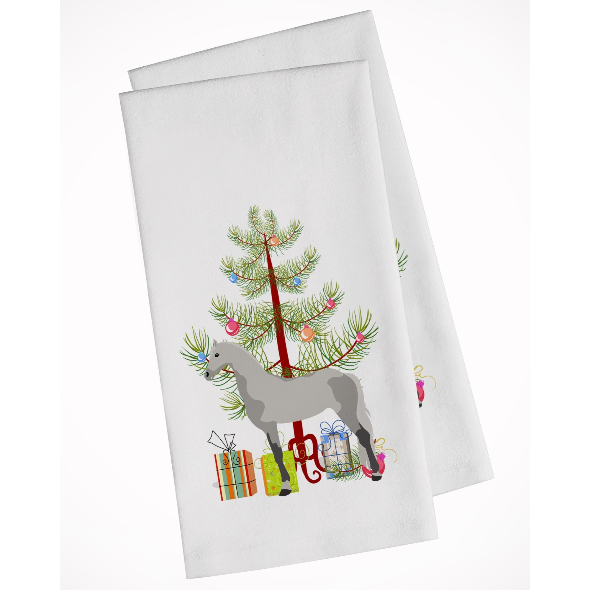 Orlov Trotter Horse Christmas White Kitchen Towel Set of 2