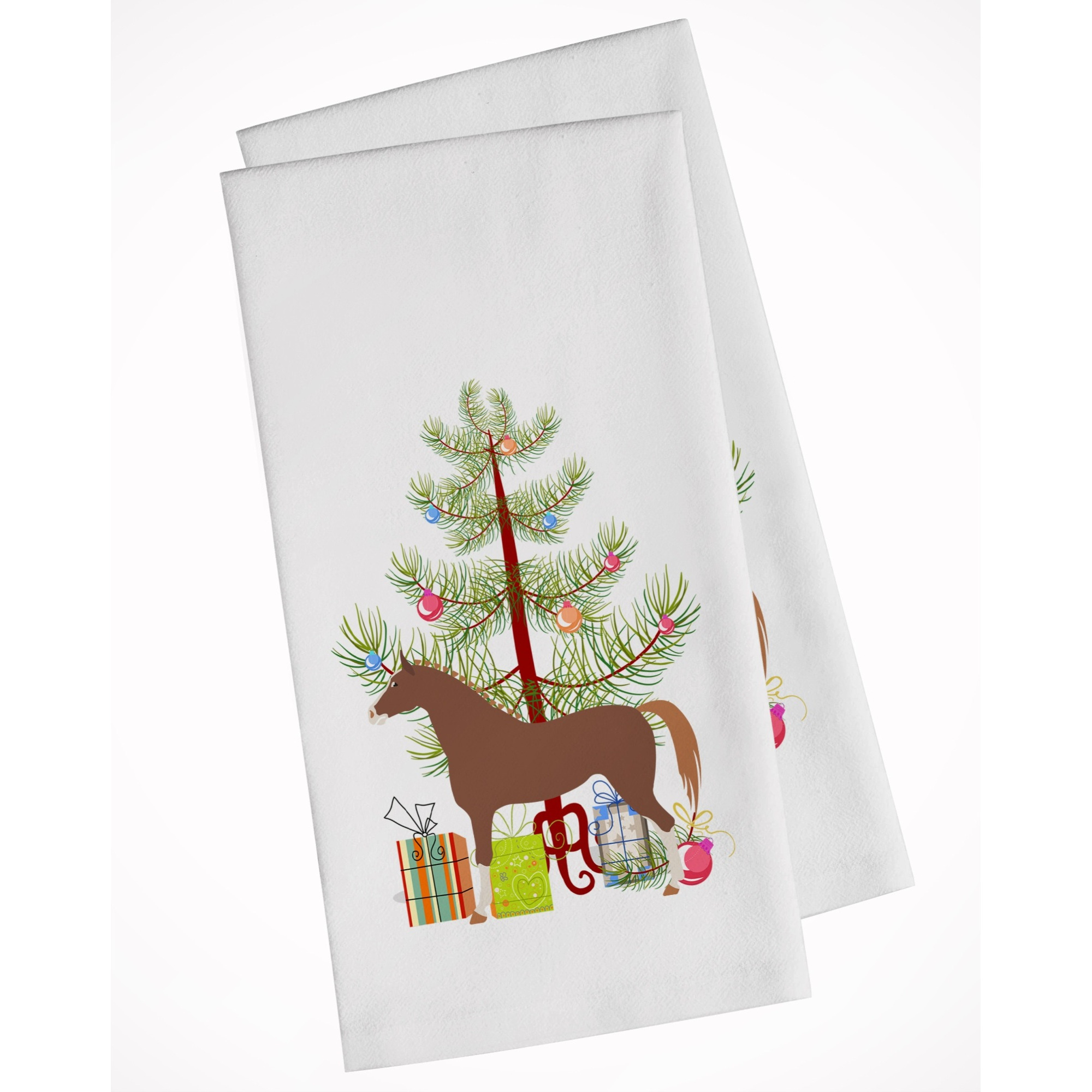 Hannoverian Horse Christmas White Kitchen Towel Set of 2
