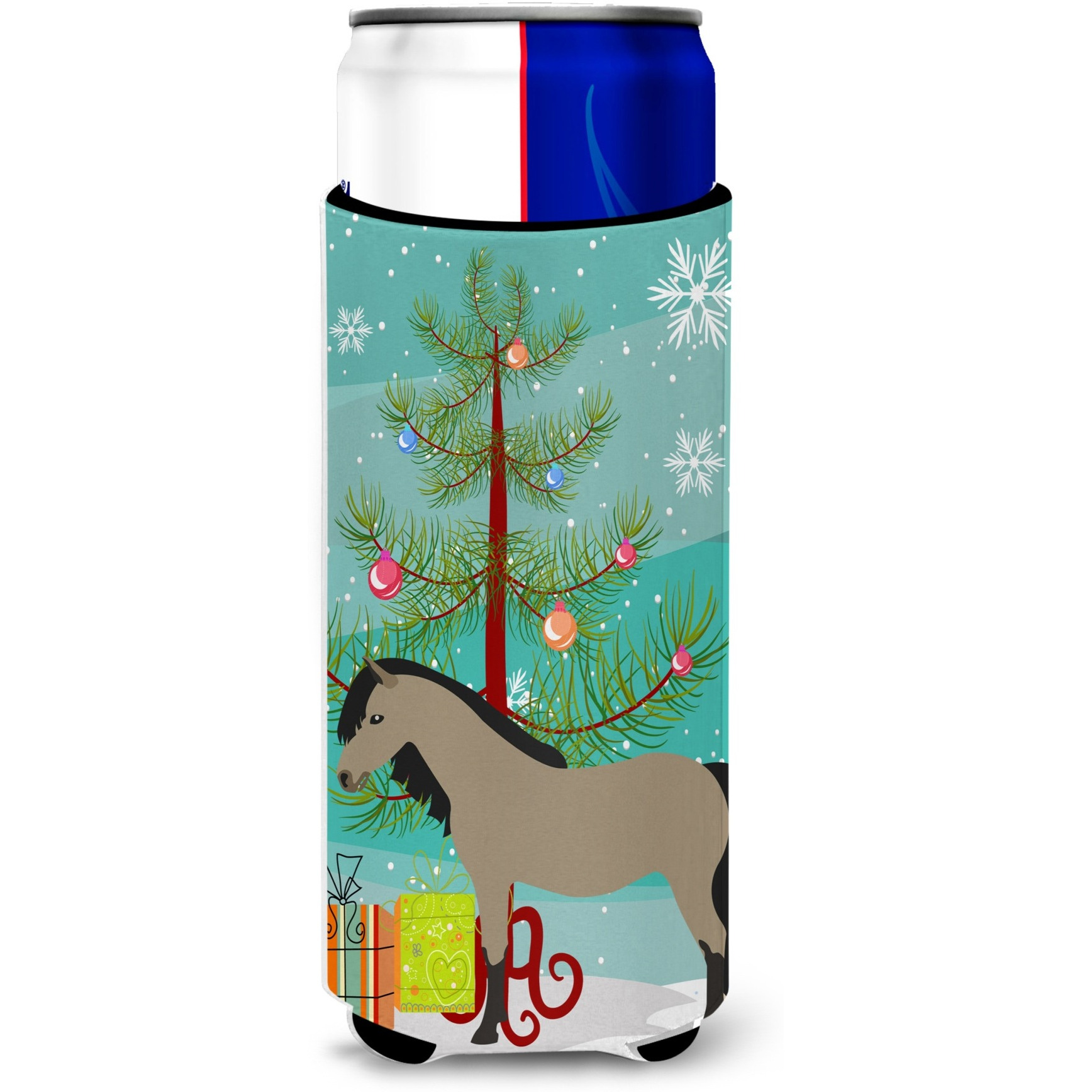 &quotCaroline's Treasures Welsh Pony Horse Christmas Decorative Can Hugger, Slim, Multicolor"