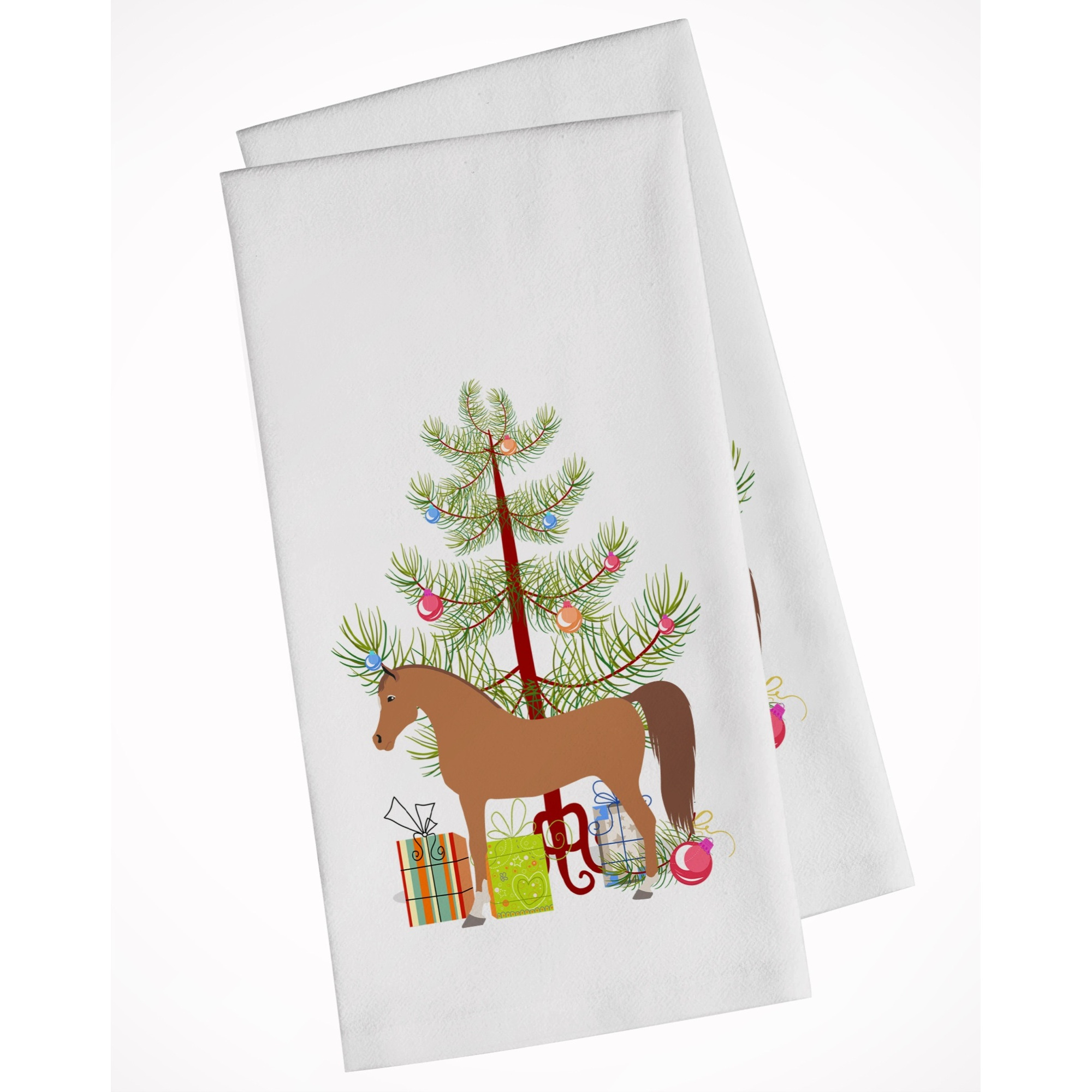 Arabian Horse Christmas White Kitchen Towel Set of 2