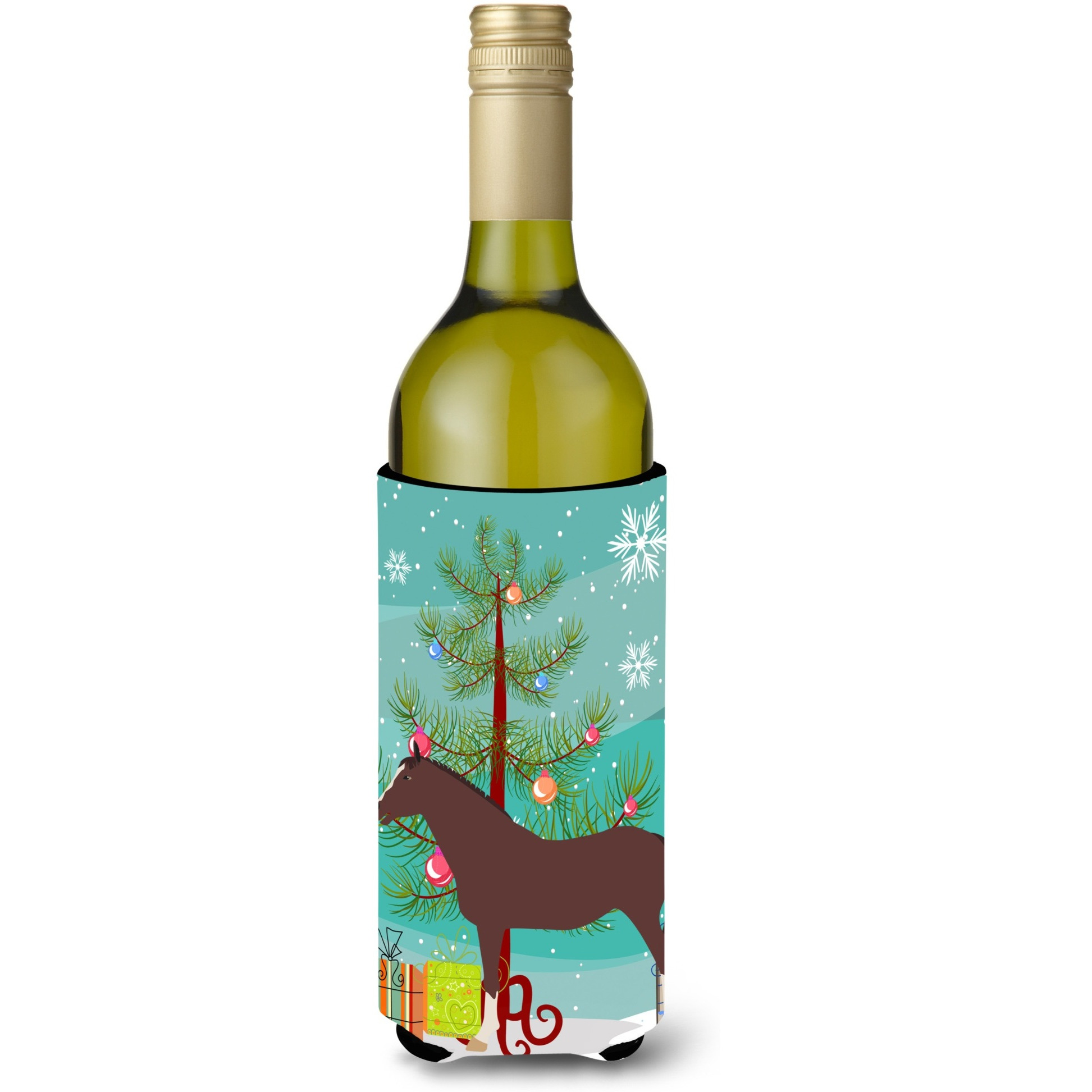 &quotCaroline's Treasures English Thoroughbred Horse Christmas Decorative Bottle Hugger, 750ml, Multicolor"