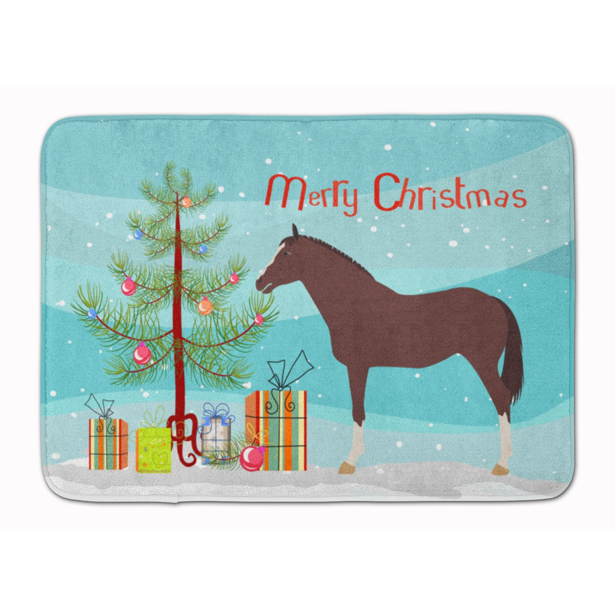 &quotCaroline's Treasures English Thoroughbred Horse Christmas Floor Mat, 19"" x 27"", Multicolor"