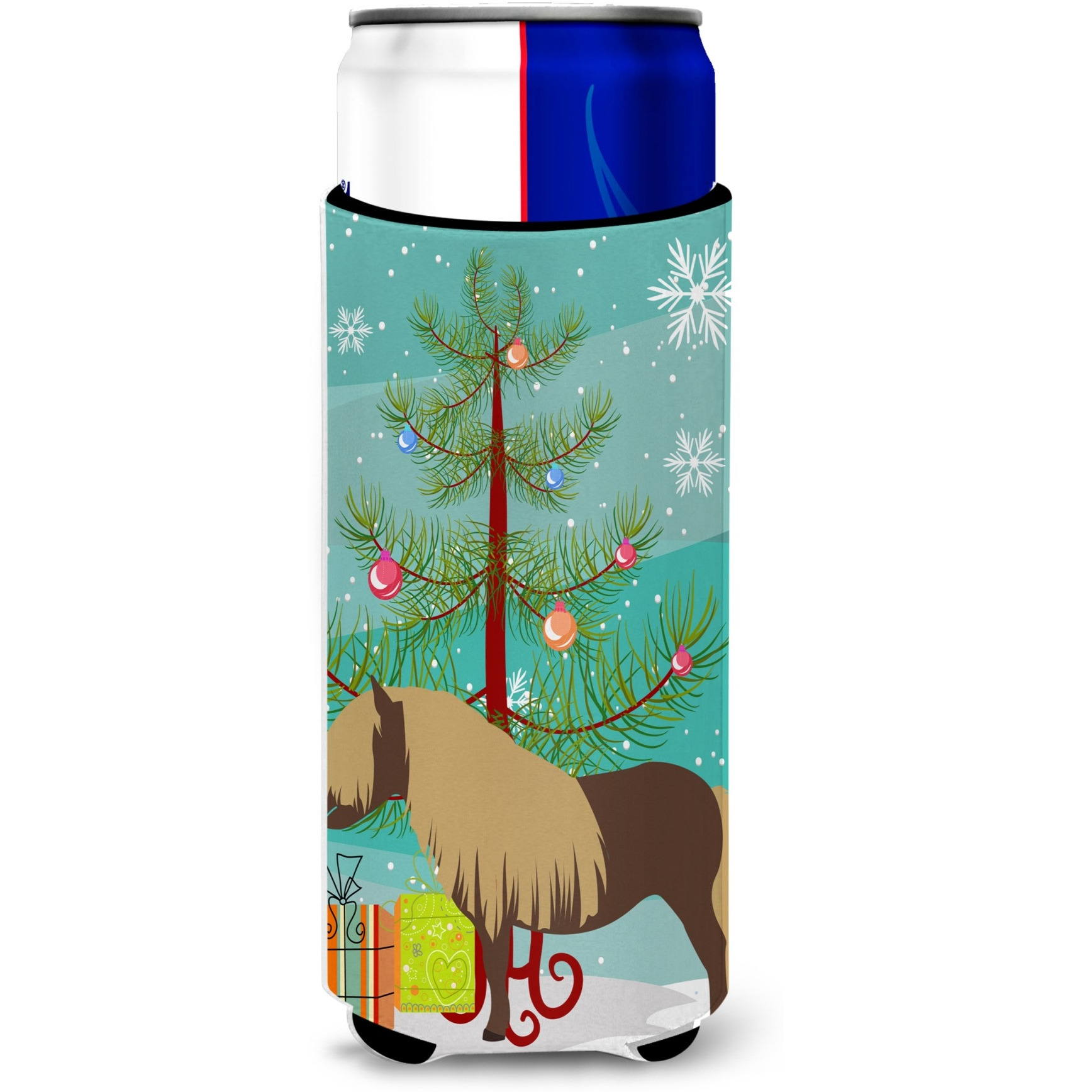 &quotCaroline's Treasures Shetland Pony Horse Christmas Decorative Can Hugger, Slim, Multicolor"