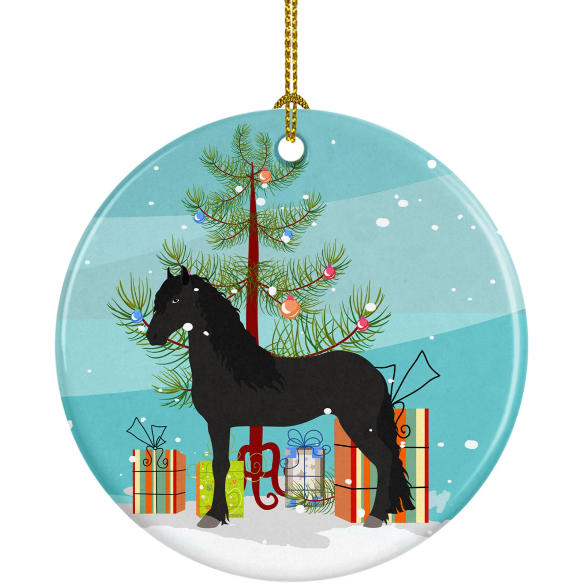 &quotCaroline's Treasures Friesian Horse Christmas Ceramic Ornament, Multicolor"