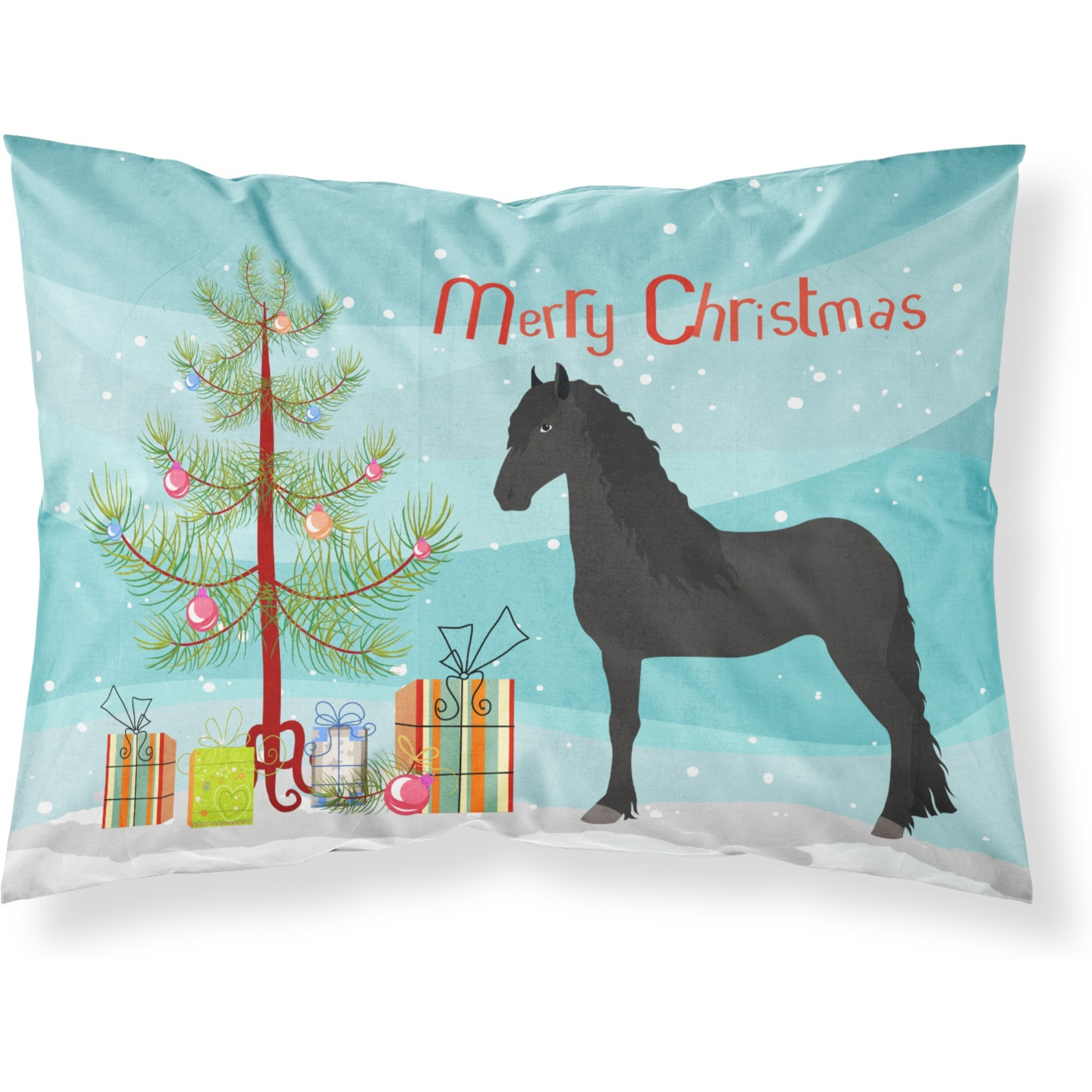 &quotCaroline's Treasures Friesian Horse Christmas Pillowcase, Standard, Multicolor"