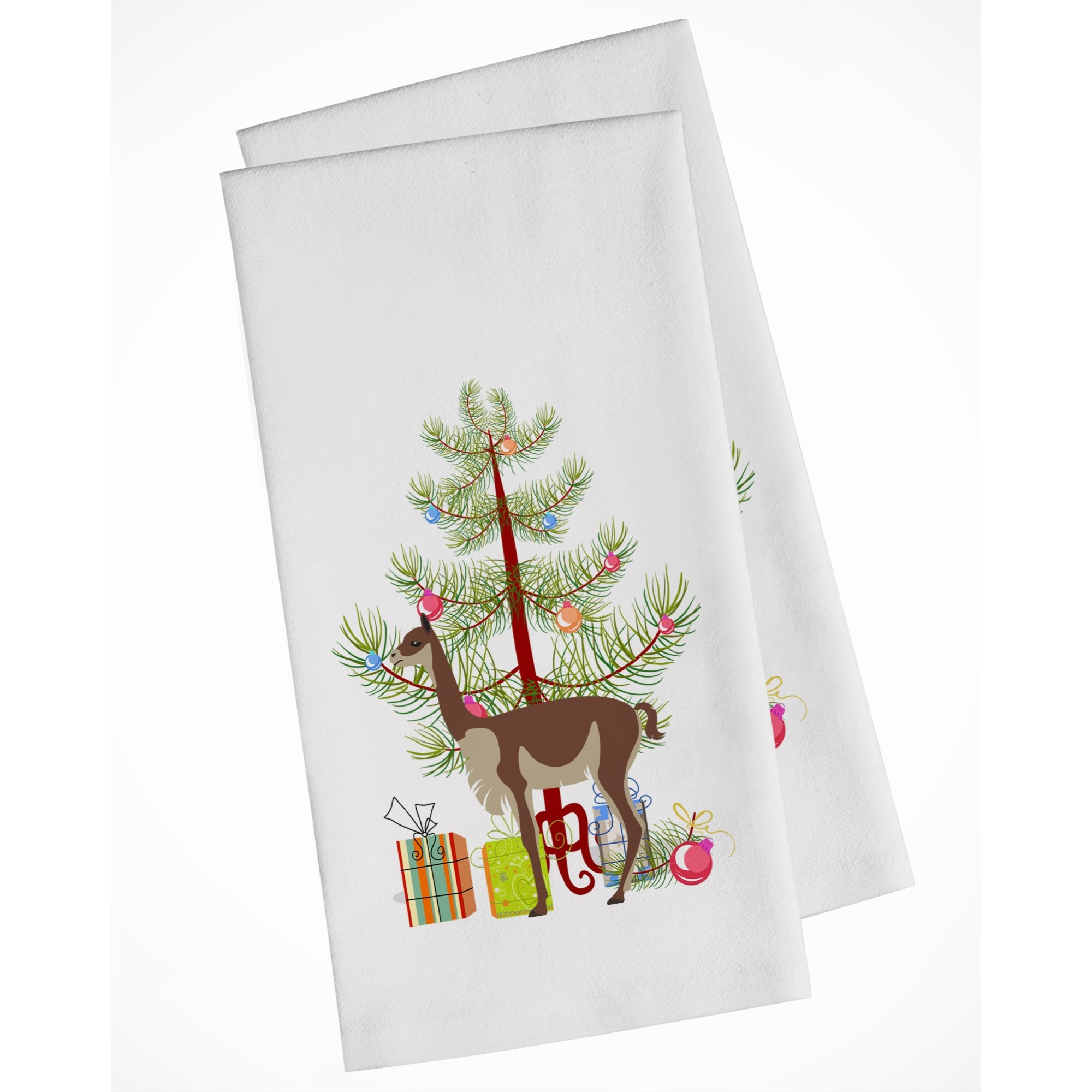 Vicugna or Vicuna Christmas White Kitchen Towel Set of 2