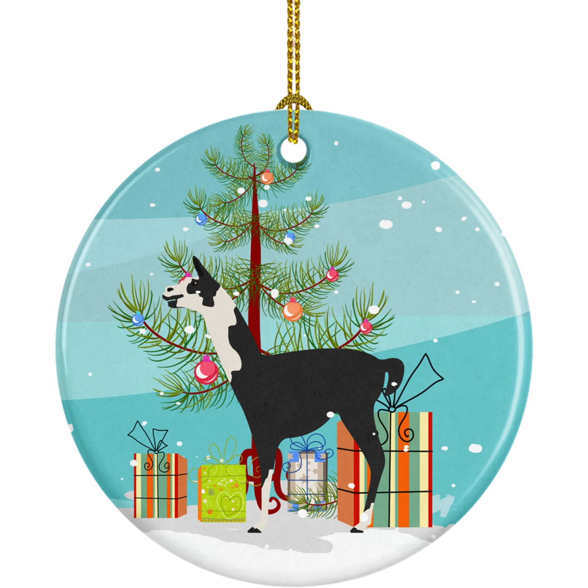 &quotCaroline's Treasures Llama Q' Ara Christmas Ceramic Ornament, Multicolor"