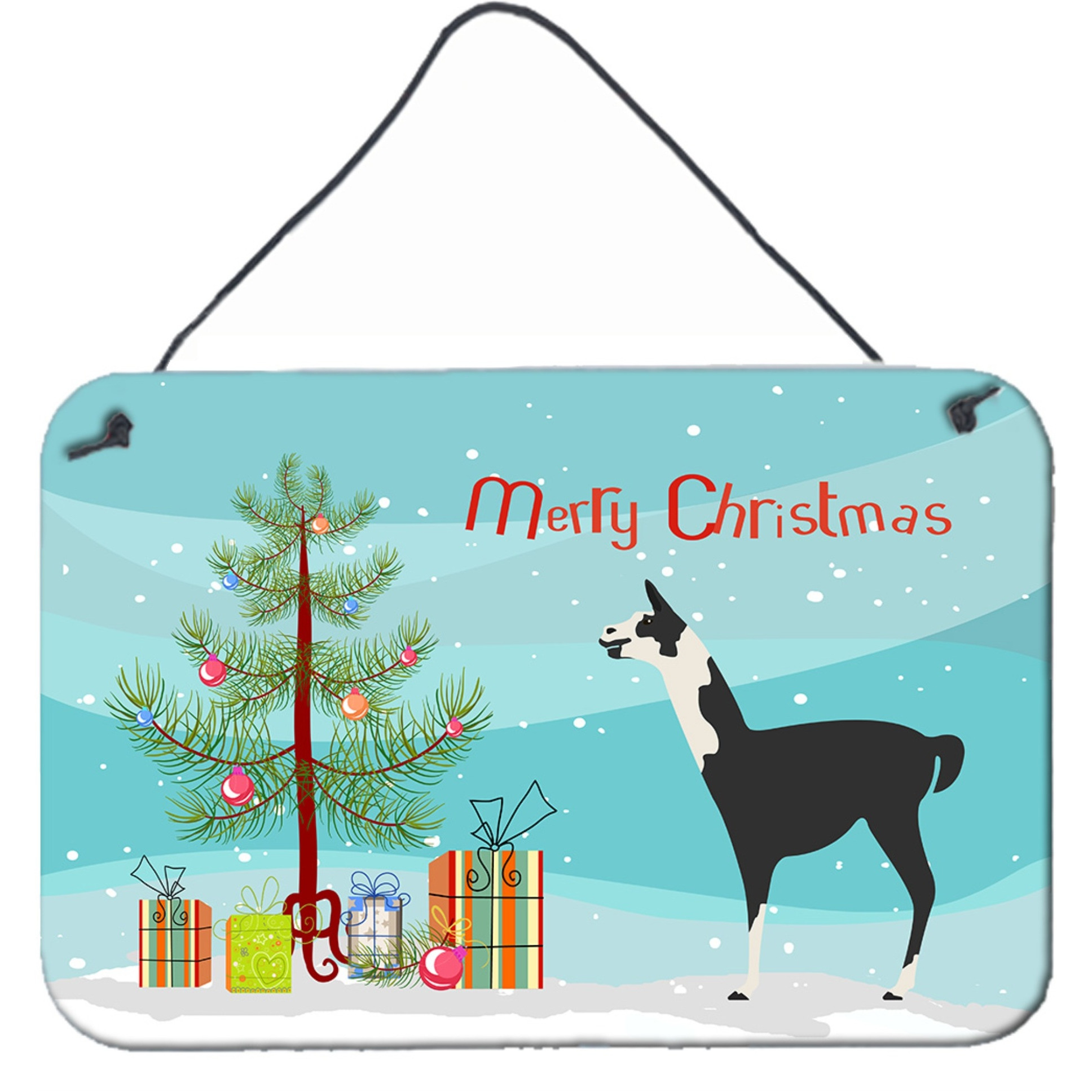 &quotCaroline's Treasures Llama Q' Ara Christmas Metal Print, 8"" x 12"""