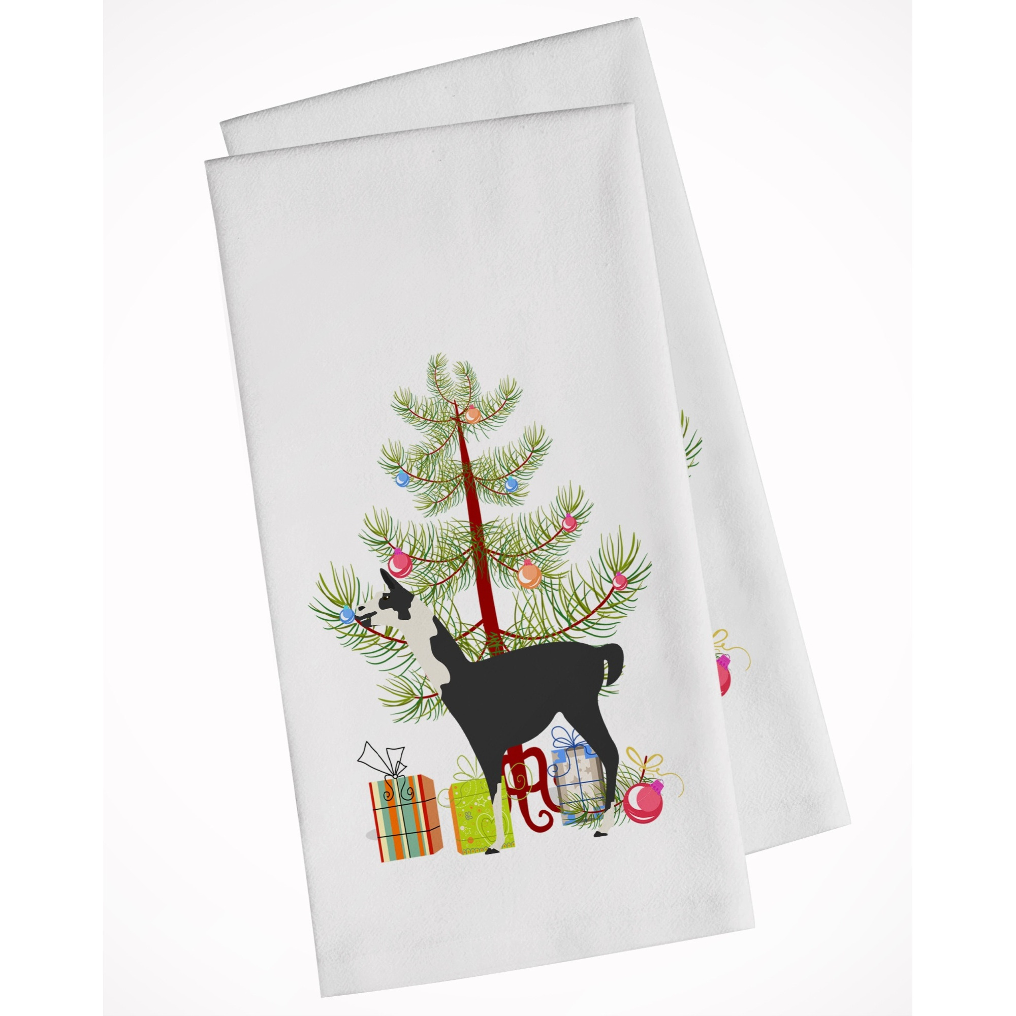 Llama Q' Ara Christmas White Kitchen Towel Set of 2