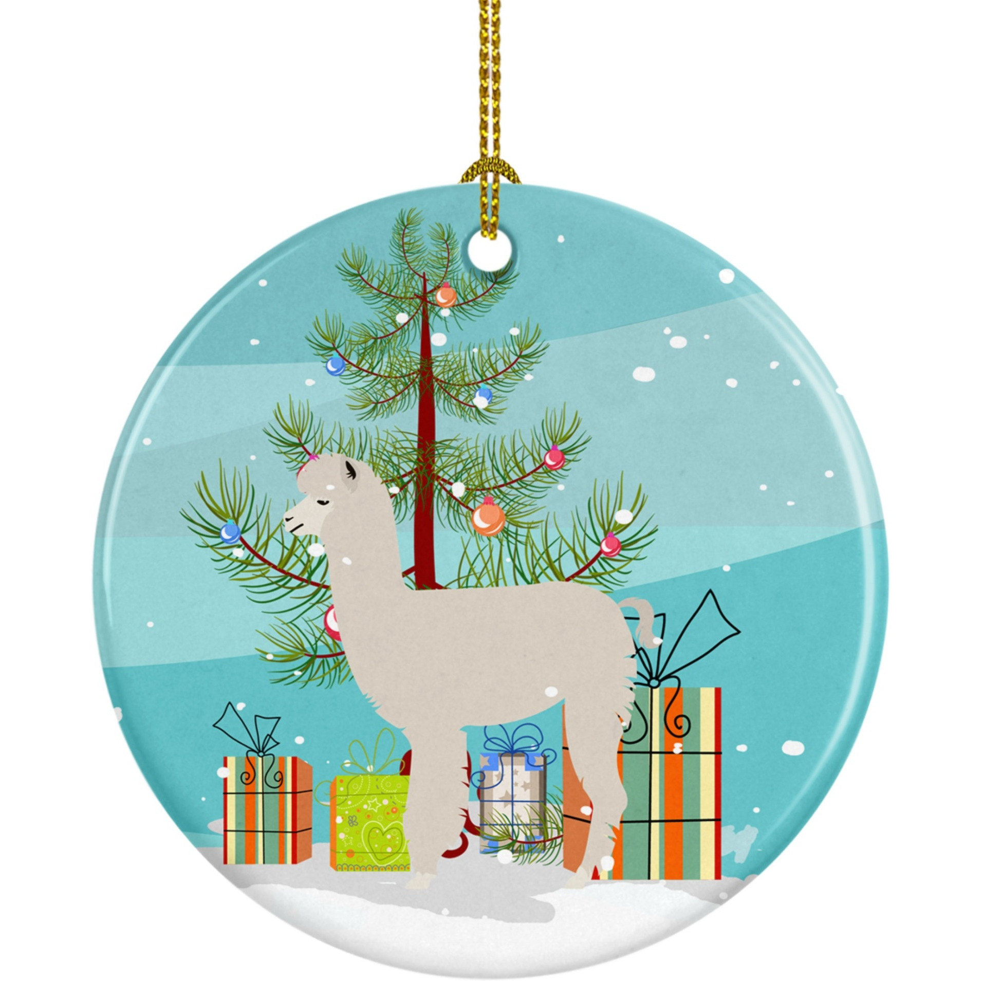 Caroline's Treasures Alpaca Christmas Ceramic Ornament