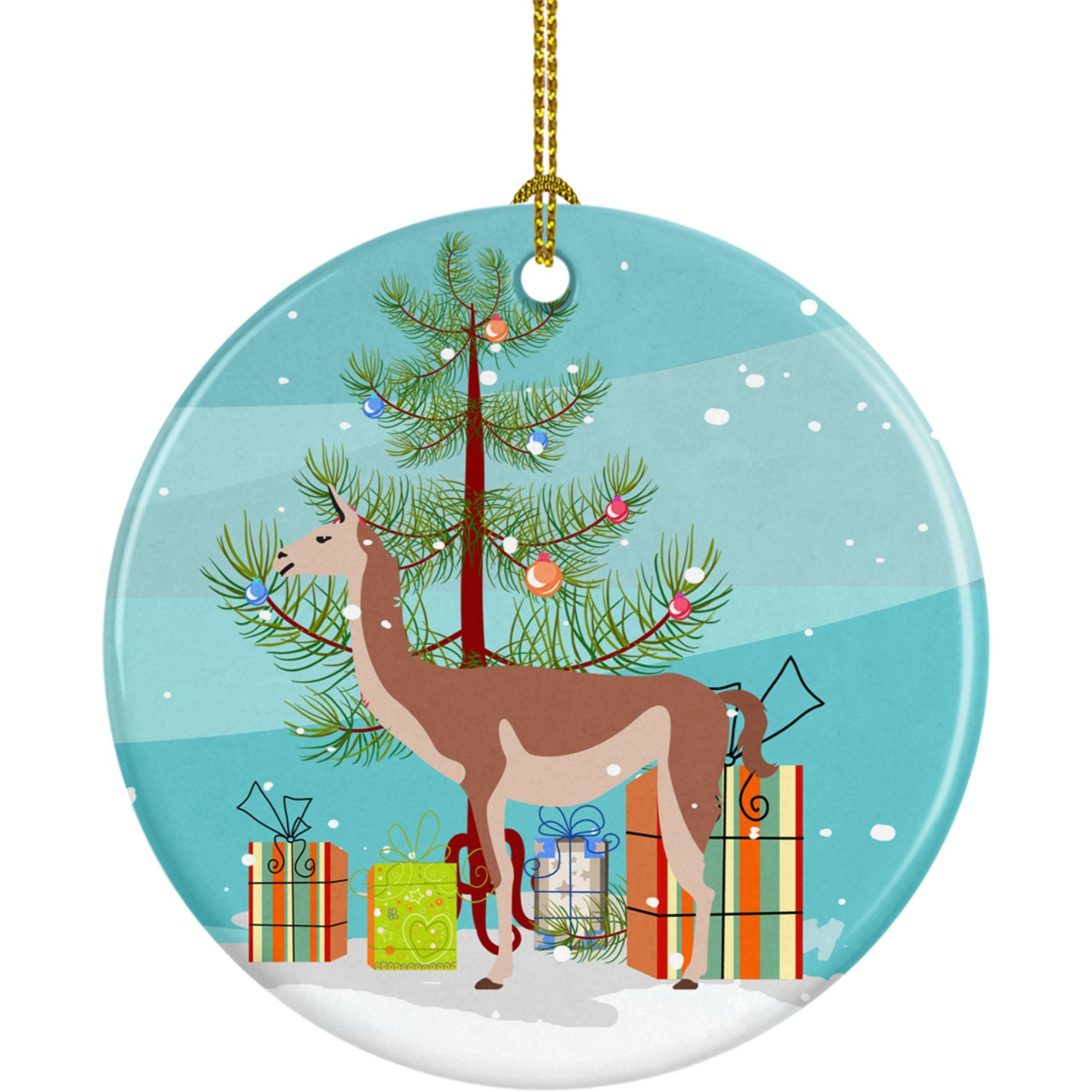 Caroline's Treasures Guanaco Christmas Ceramic Ornament
