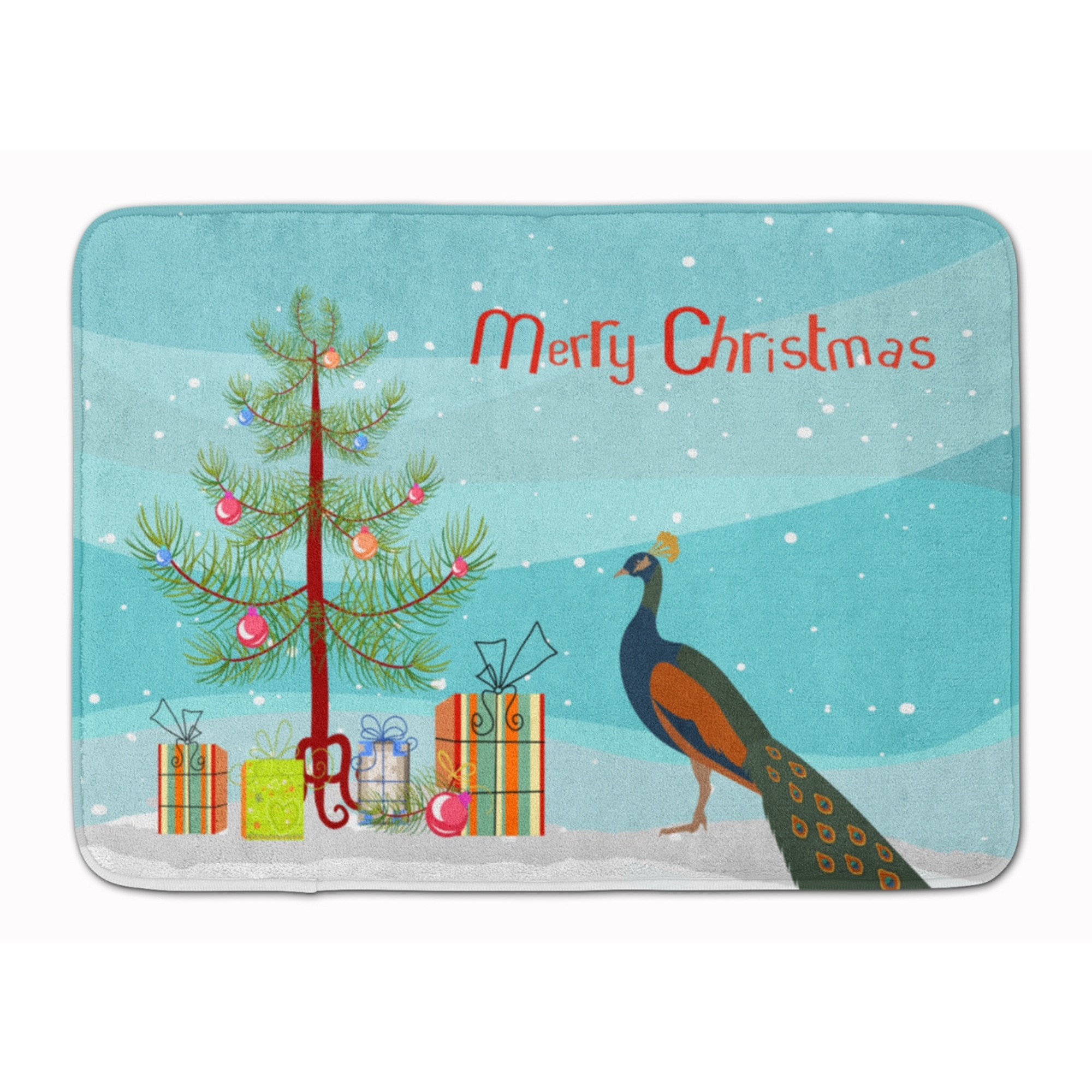 &quotCaroline's Treasures Indian Peacock Peafowl Christmas Floor Mat, 19"" x 27"", Multicolor"