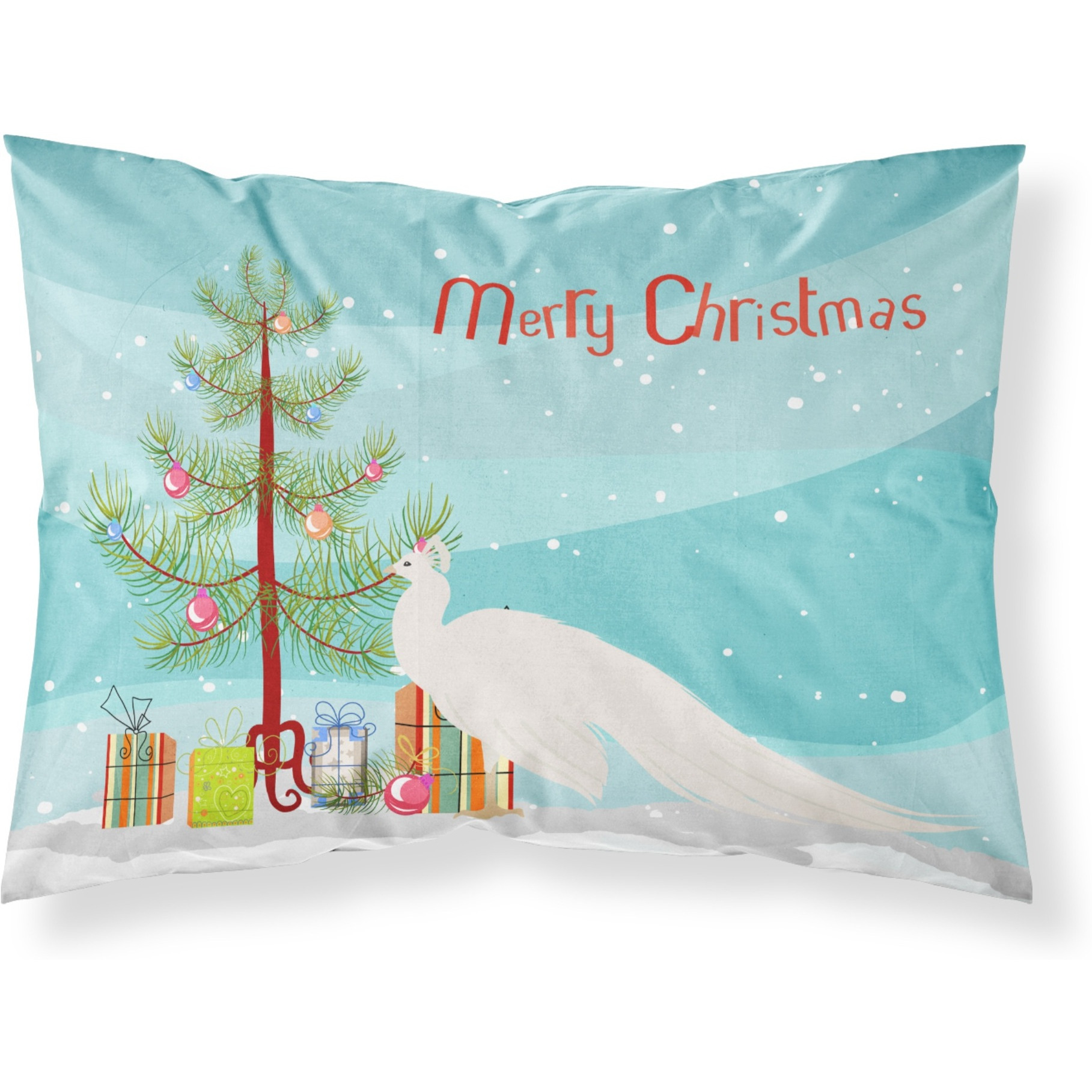 &quotCaroline's Treasures White Peacock Peafowl Christmas Pillowcase, Standard, Multicolor"