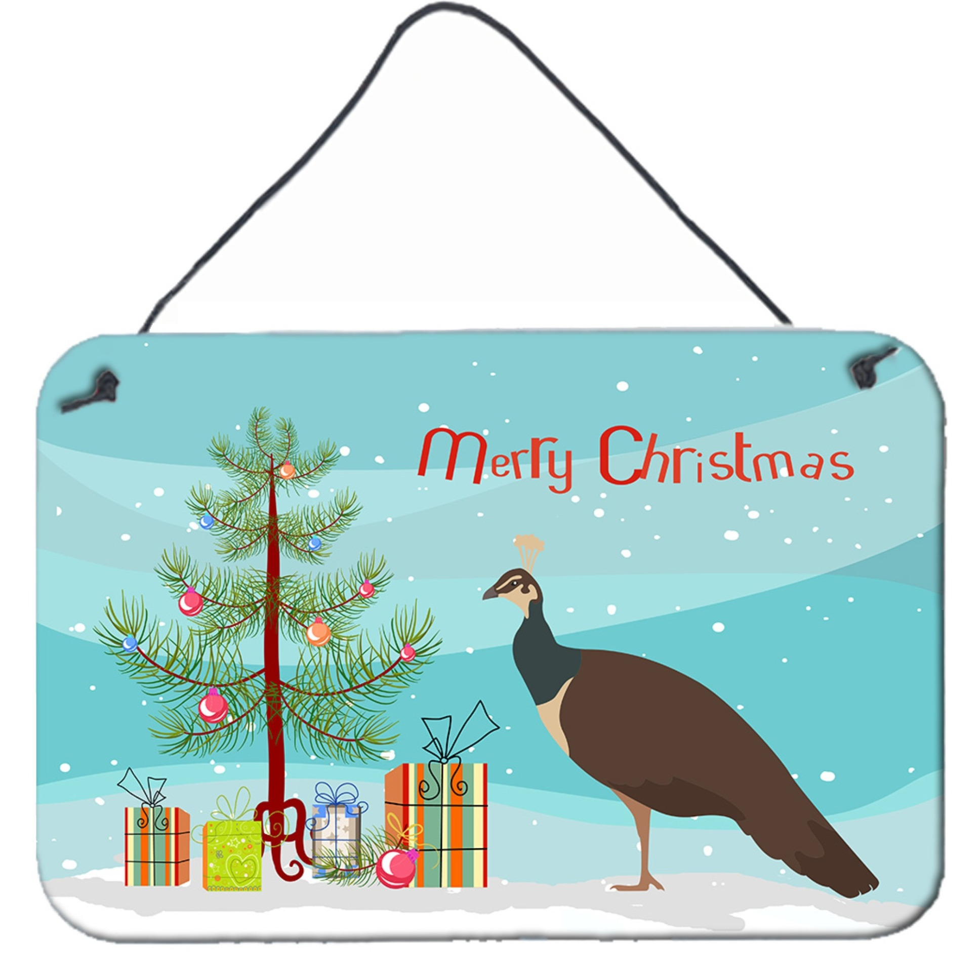 &quotCaroline's Treasures Indian Peahen Peafowl Christmas Metal Print, 8"" x 12"", Multicolor"