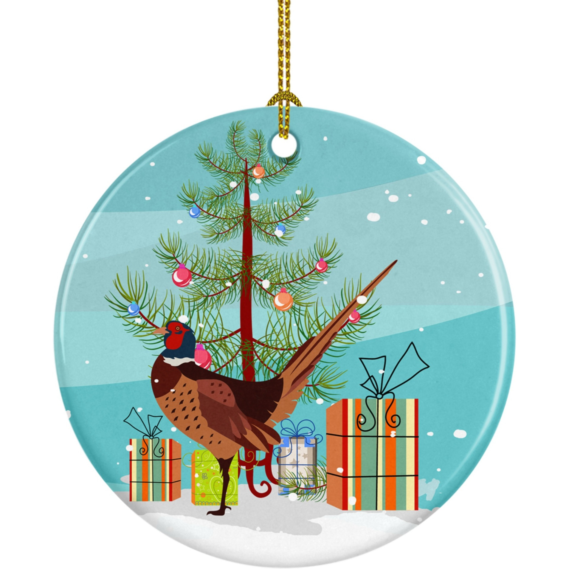 Caroline's Treasures Ring-necked Common Pheasant Christmas Ceramic Ornament