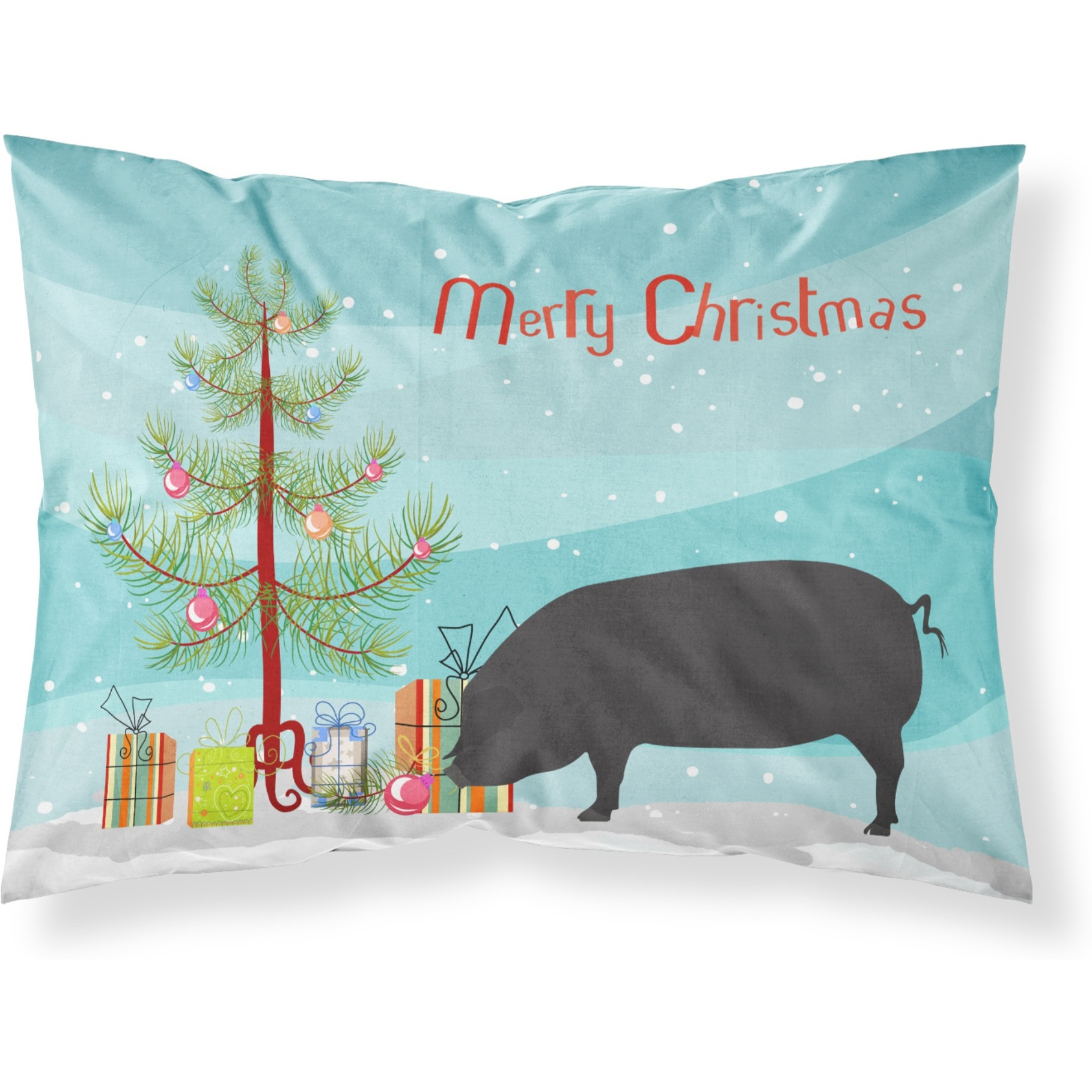 &quotCaroline's Treasures Devon Large Black Pig Christmas Pillowcase, Standard, Multicolor"