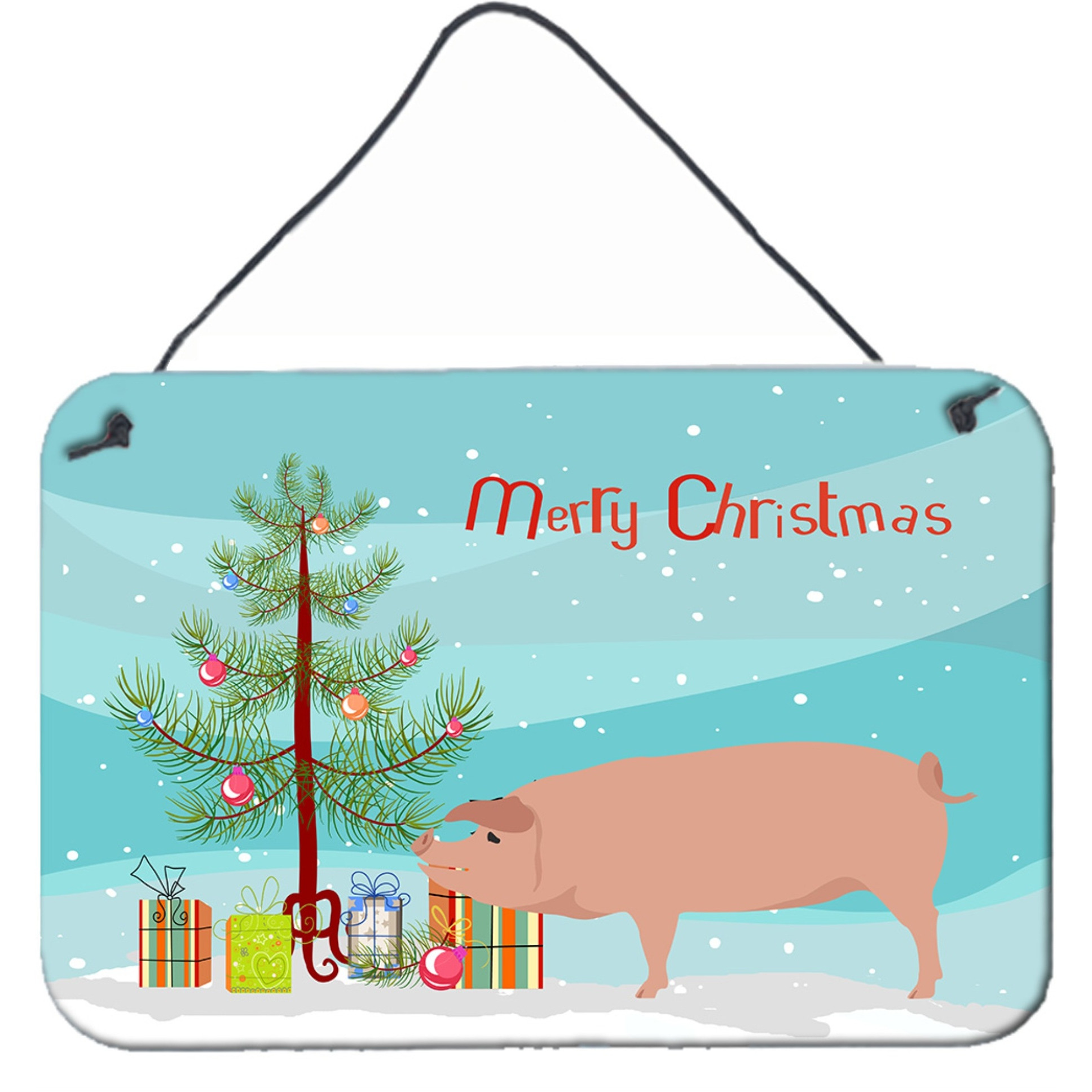 &quotCaroline's Treasures American Landrace Pig Christmas Metal Print, 8"" x 12"""