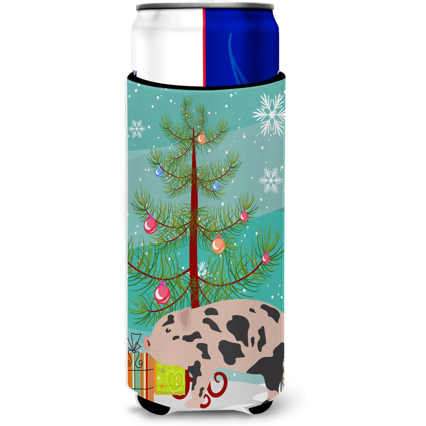 &quotCaroline's Treasures Mini Miniature Pig Christmas Decorative Can Hugger, Slim, Multicolor"