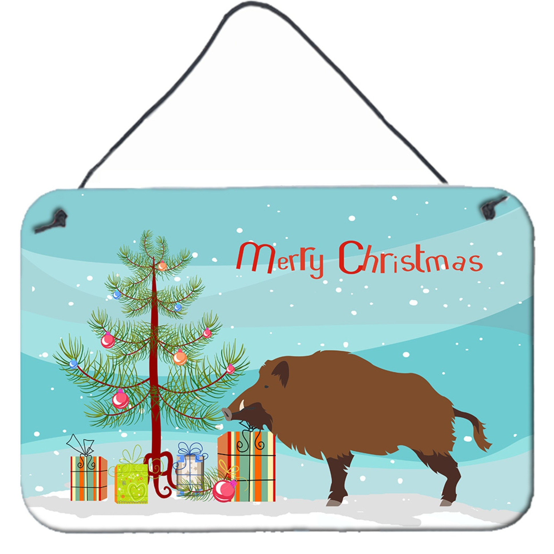 &quotCaroline's Treasures Wild Boar Pig Christmas Metal Print, 8"" x 12"""