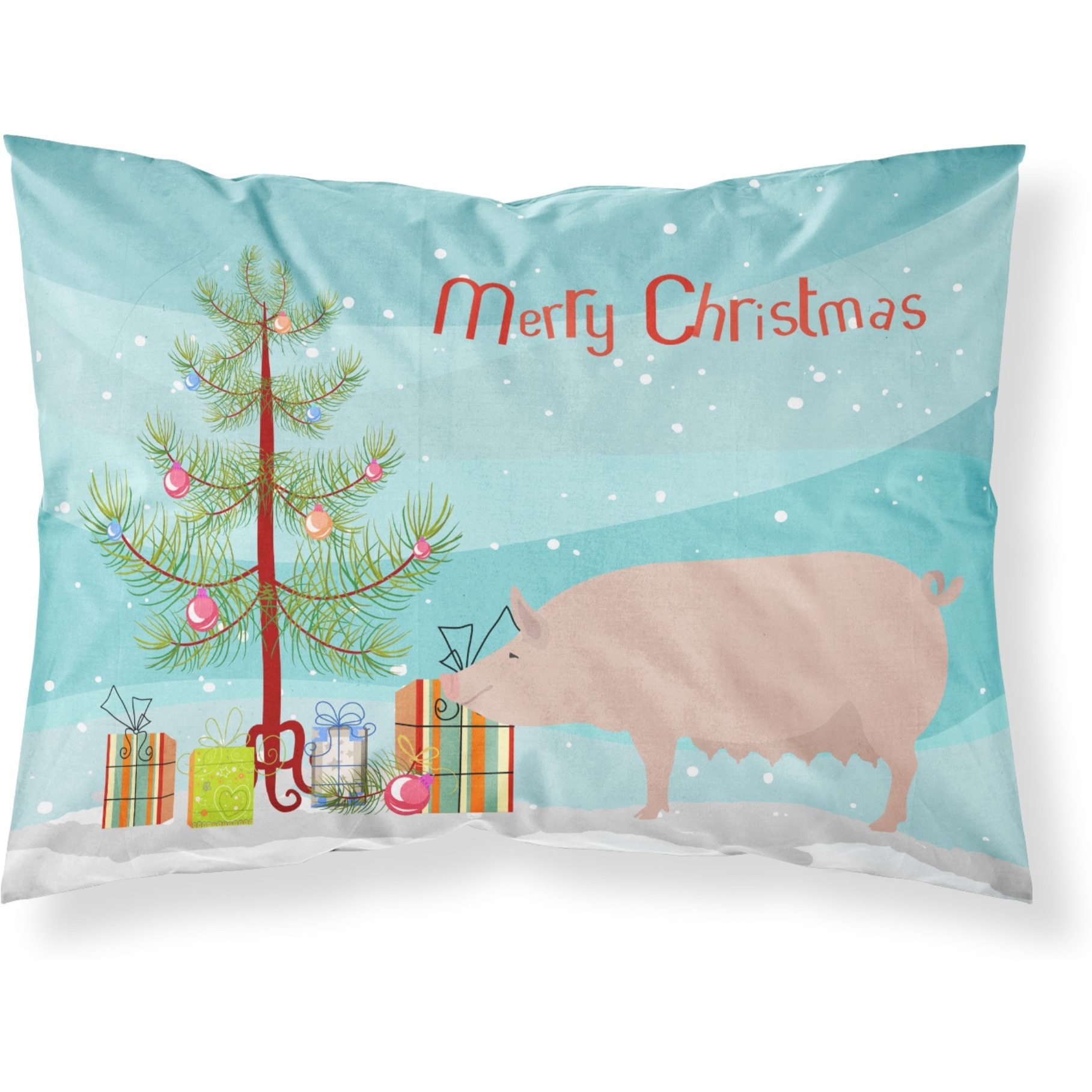 &quotCaroline's Treasures "&quotEnglish Large White Pig Christmas"" Pillowcase, Standard, Multicolor"