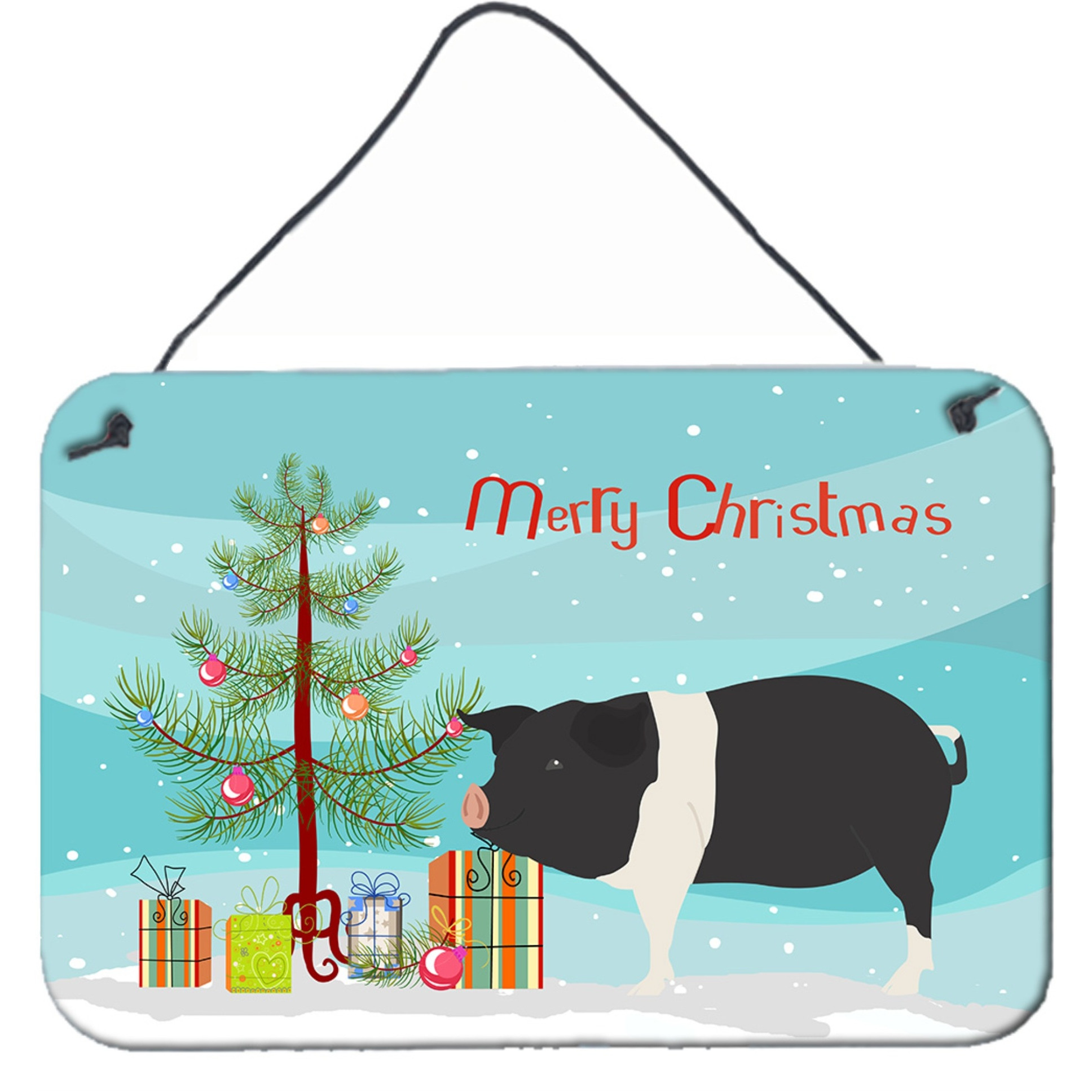&quotCaroline's Treasures Hampshire Pig Christmas Metal Print, 8"" x 12"""