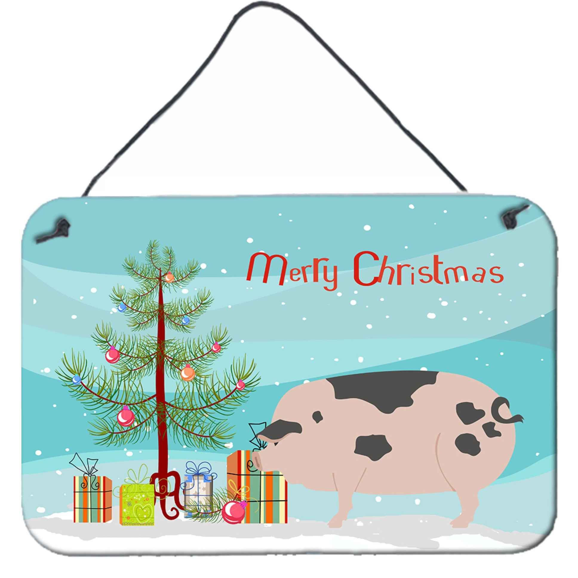&quotCaroline's Treasures Gloucester Old Spot Pig Christmas Metal Print, 8"" x 12"""
