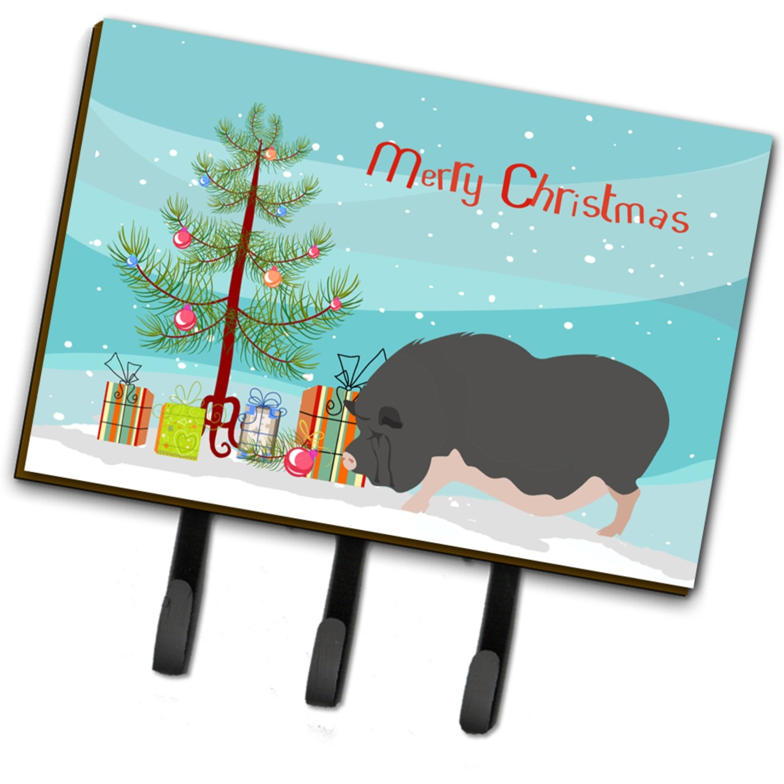 &quotCaroline's Treasures Vietnamese Pot-Bellied Pig Christmas Wall Hook, Triple"