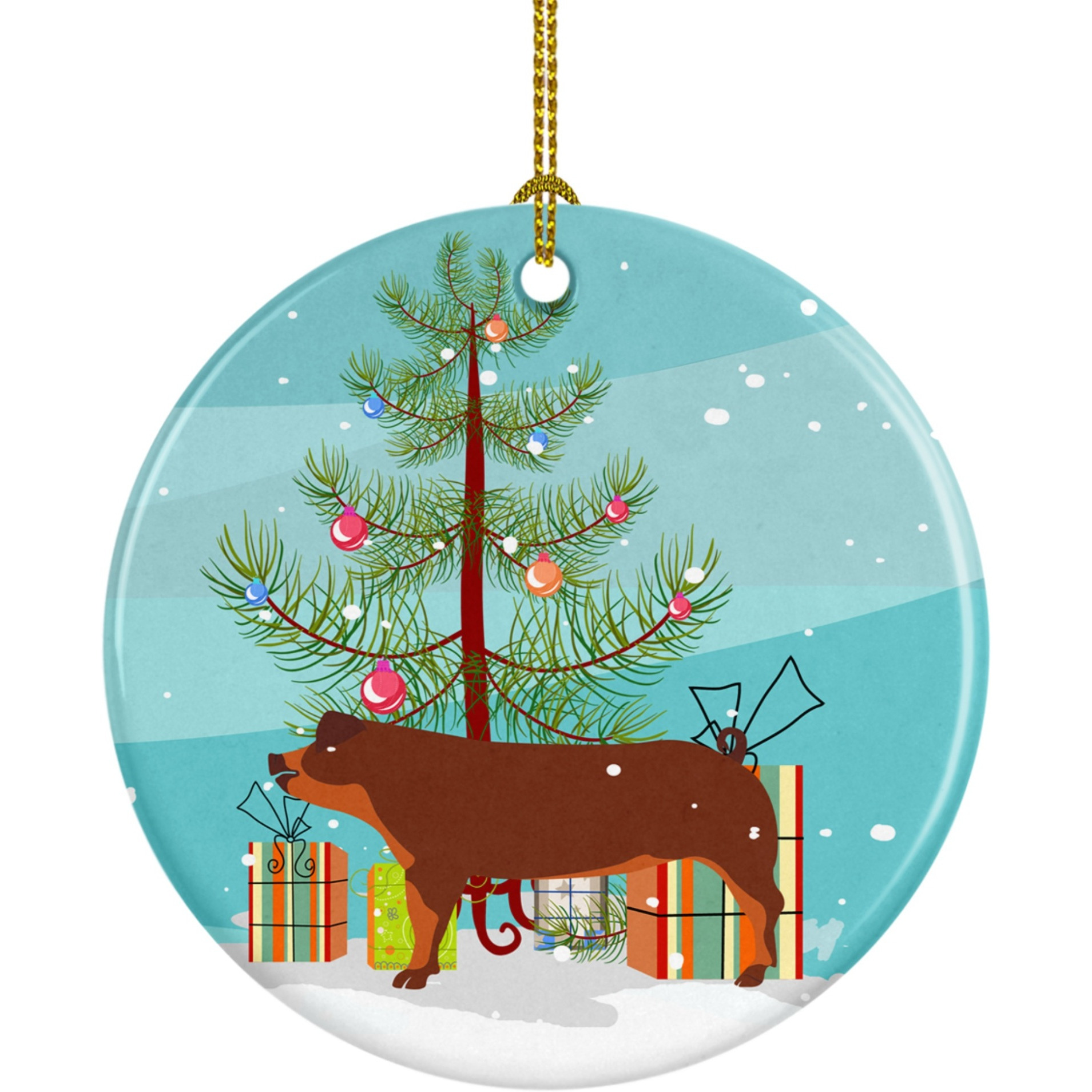 Caroline's Treasures Duroc Pig Christmas Ceramic Ornament