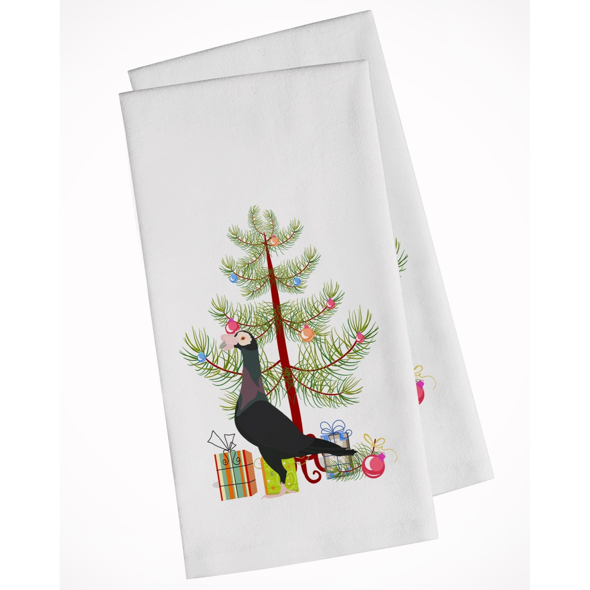 English Carrier Pigeon Christmas White Kitchen Towel Set of 2