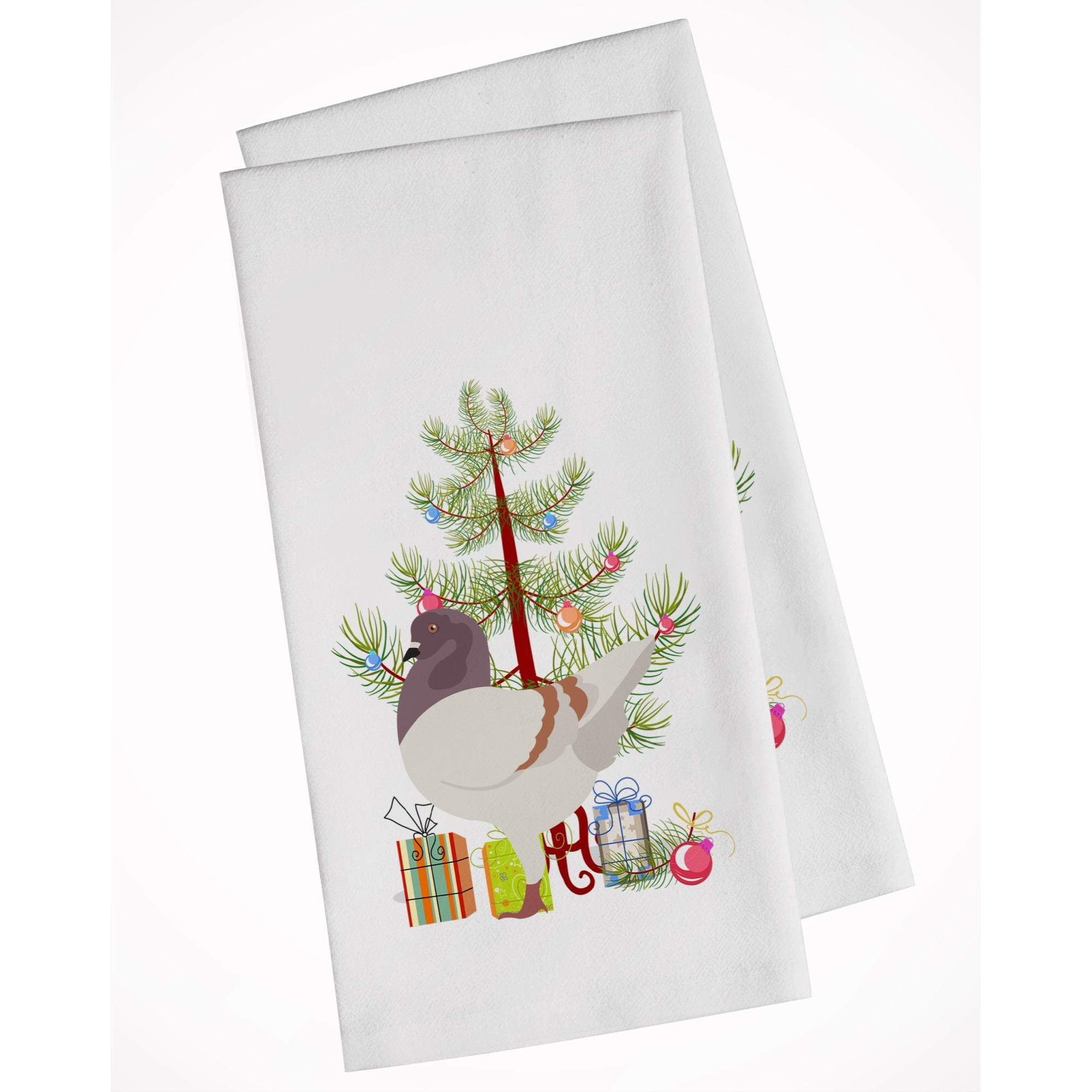 German Modena Pigeon Christmas White Kitchen Towel Set of 2