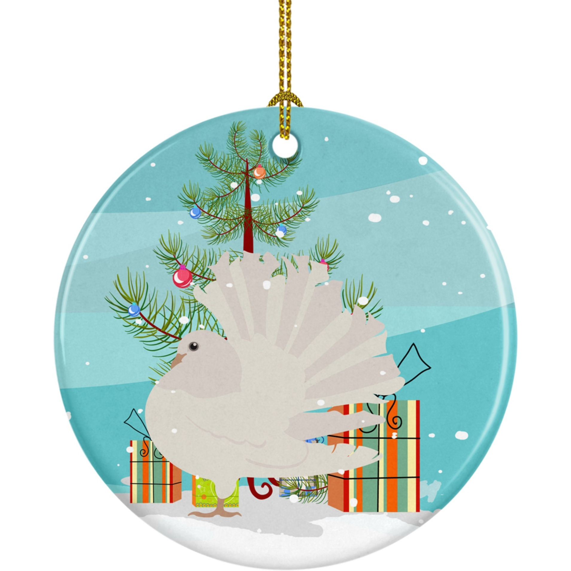 Caroline's Treasures Silver Fantail Pigeon Christmas Ceramic Ornament