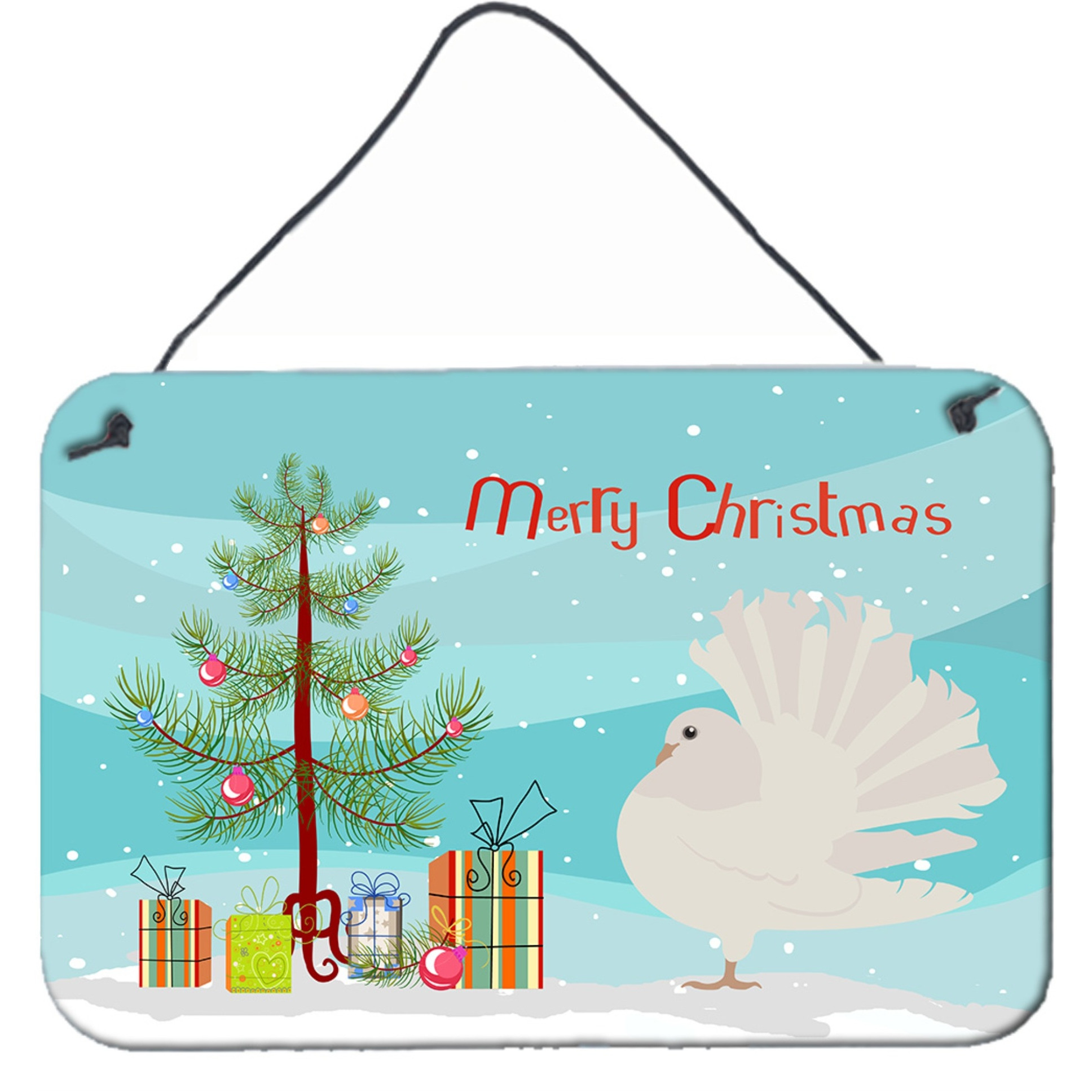 &quotCaroline's Treasures Silver Fantail Pigeon Christmas Metal Print, 8"" x 12"", Multicolor"