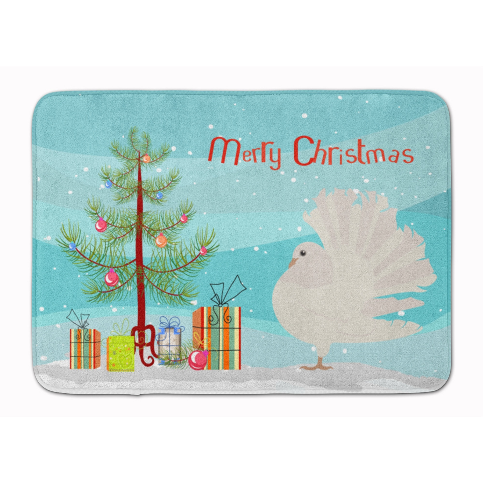&quotCaroline's Treasures Silver Fantail Pigeon Christmas Floor Mat, 19"" x 27"", Multicolor"