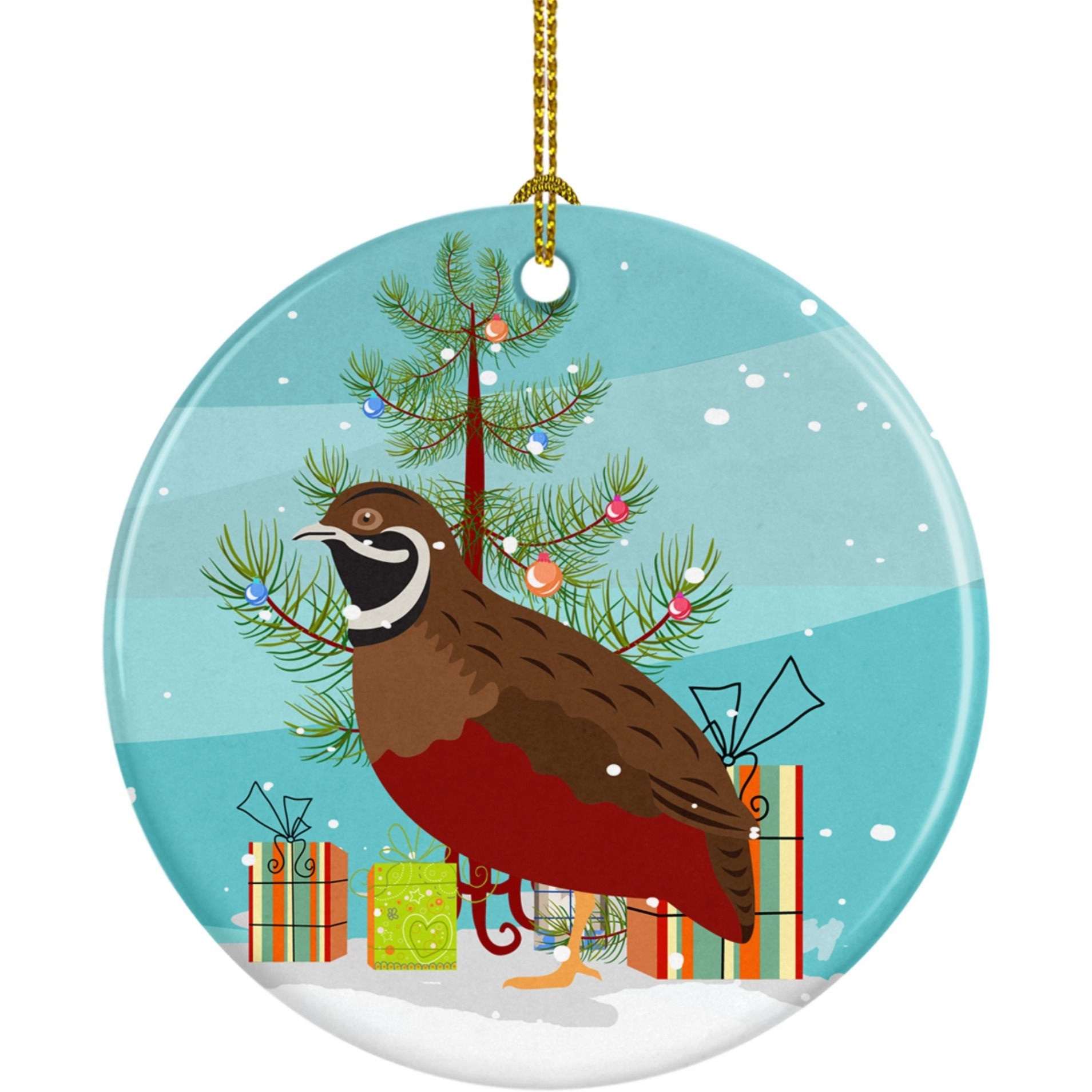 Caroline's Treasures Chinese Painted or King Quail Christmas Ceramic Ornament