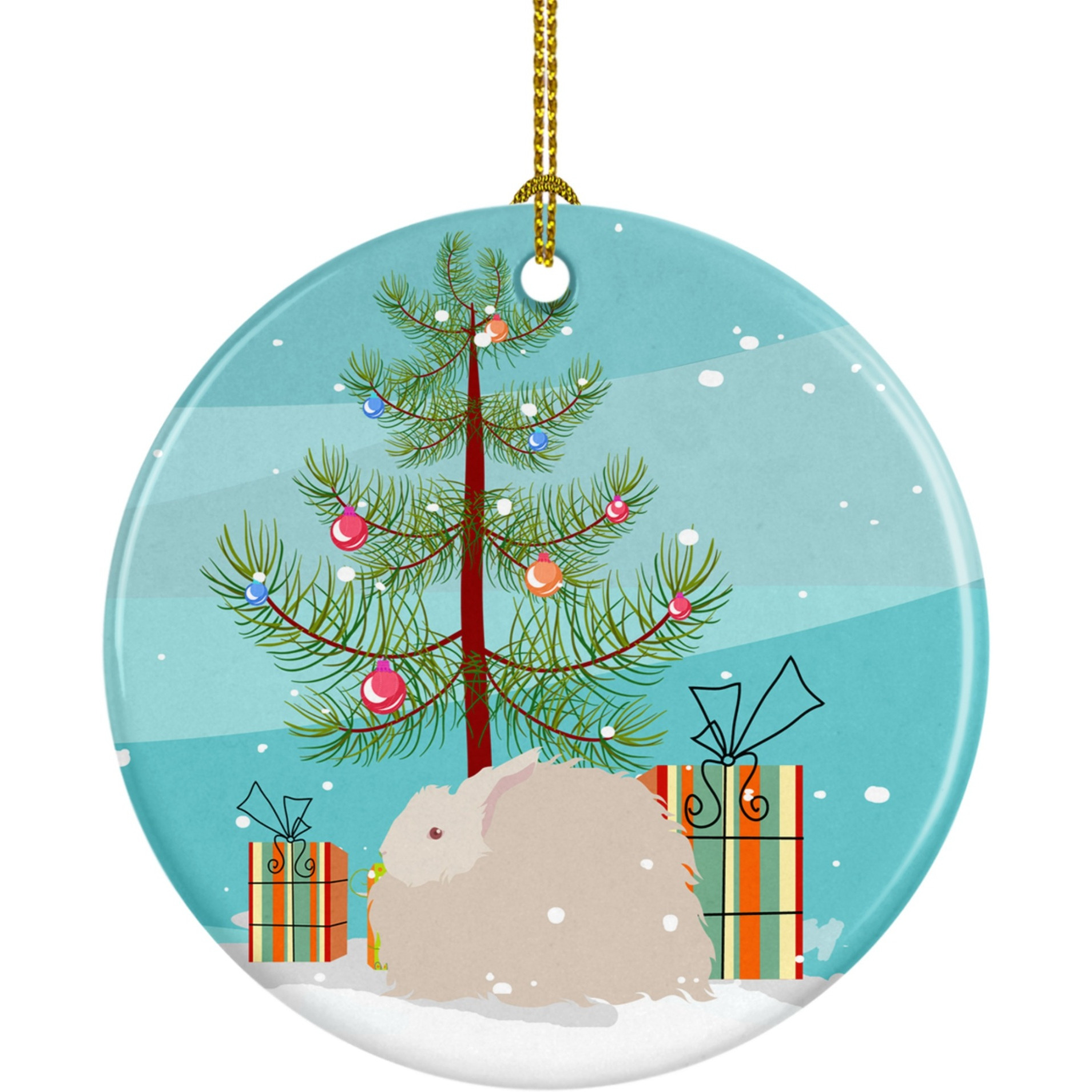 &quotCaroline's Treasures Fluffy Angora Rabbit Christmas Ceramic Ornament, Multicolor"