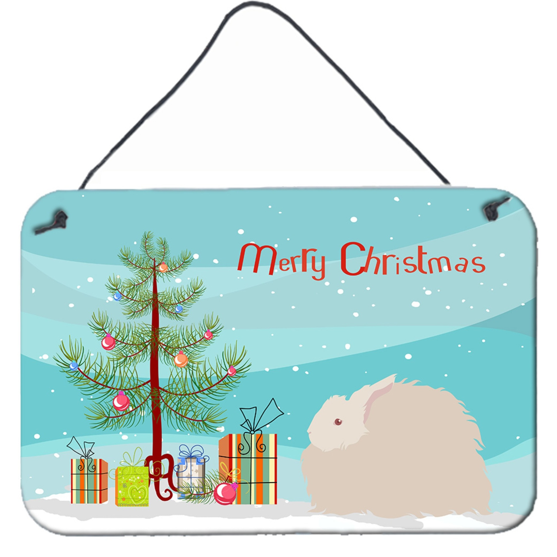 &quotCaroline's Treasures Fluffy Angora Rabbit Christmas Metal Print, 8"" x 12"""