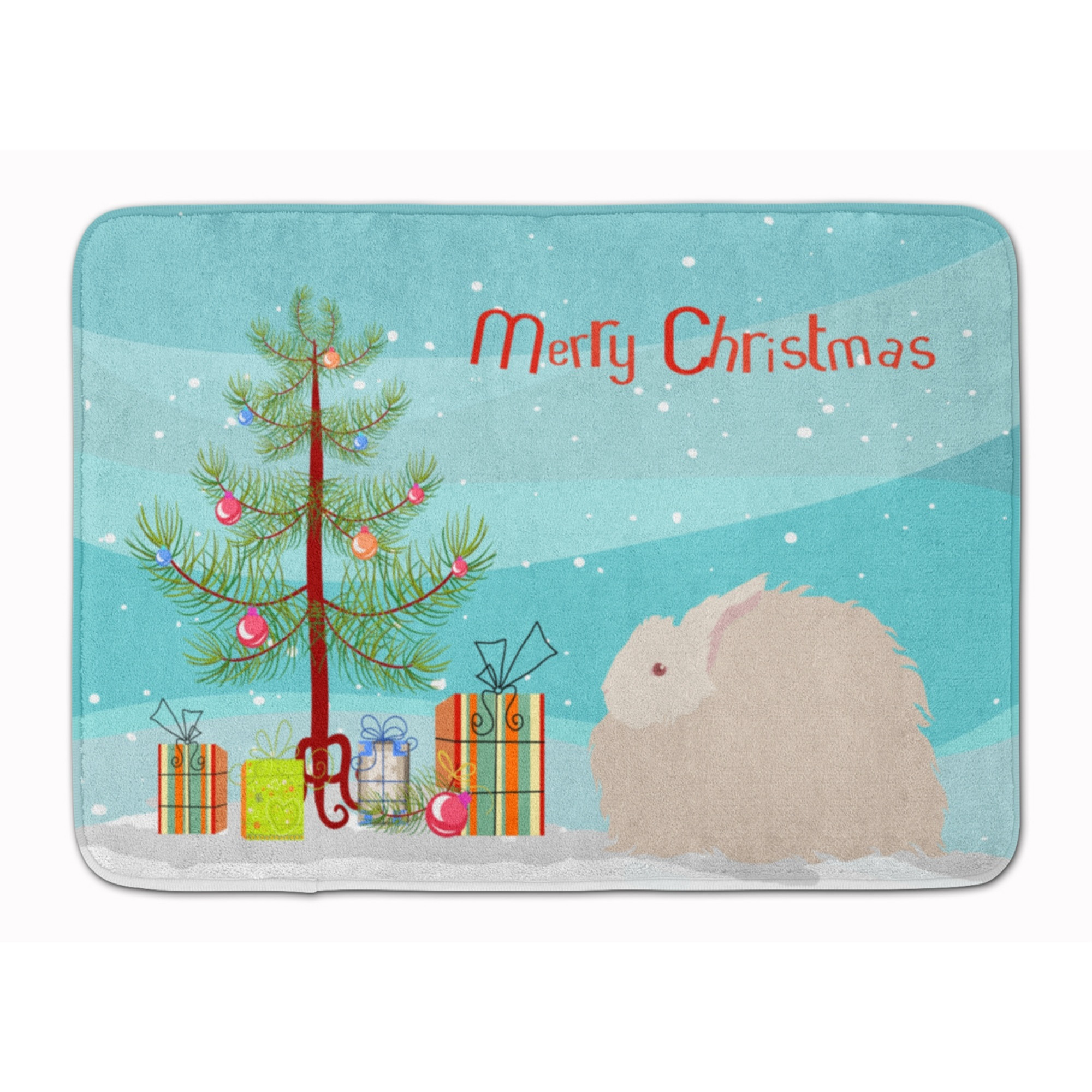 &quotCaroline's Treasures Fluffy Angora Rabbit Christmas Floor Mat, 19"" x 27"", Multicolor"