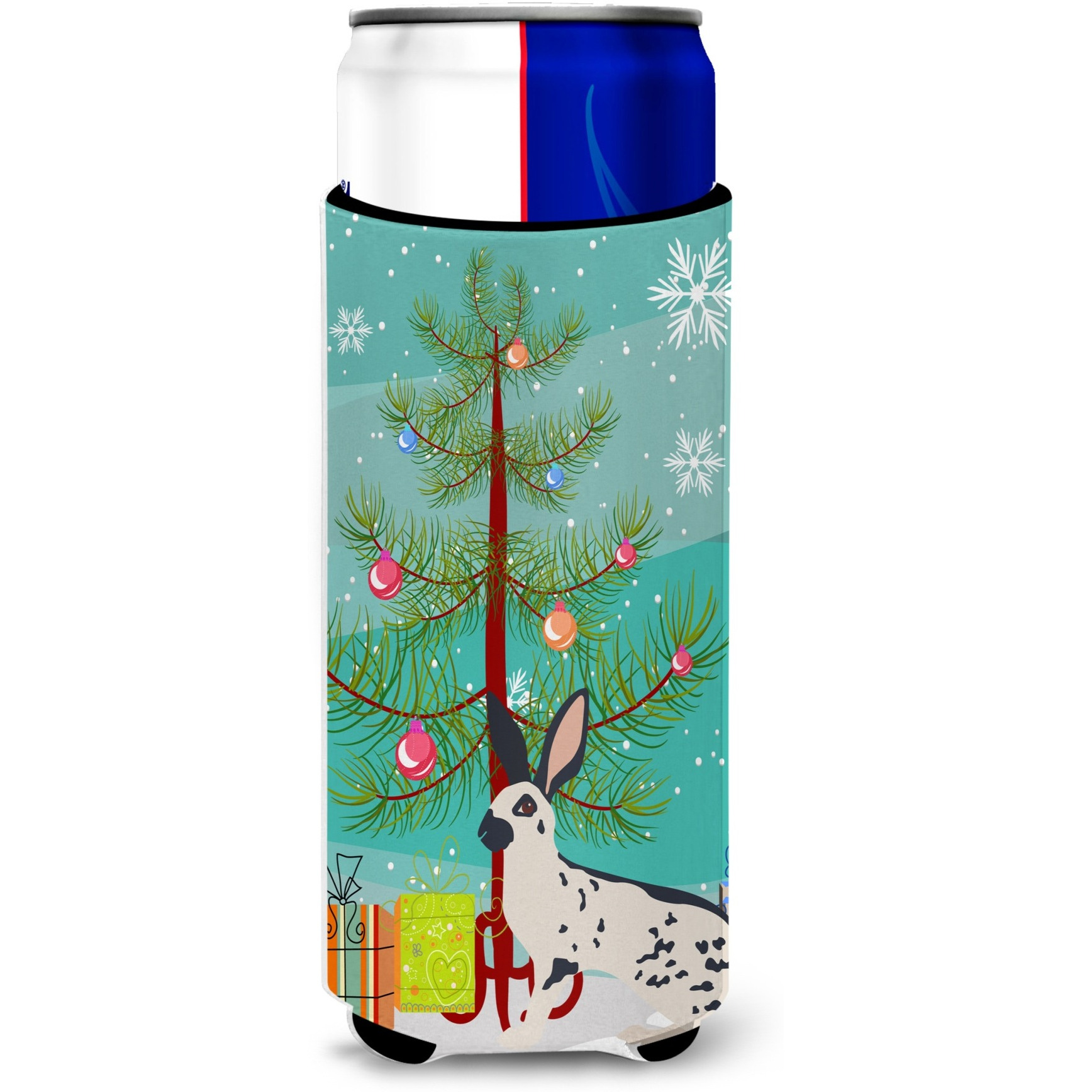 &quotCaroline's Treasures English Spot Rabbit Christmas Decorative Can Hugger, Slim, Multicolor"