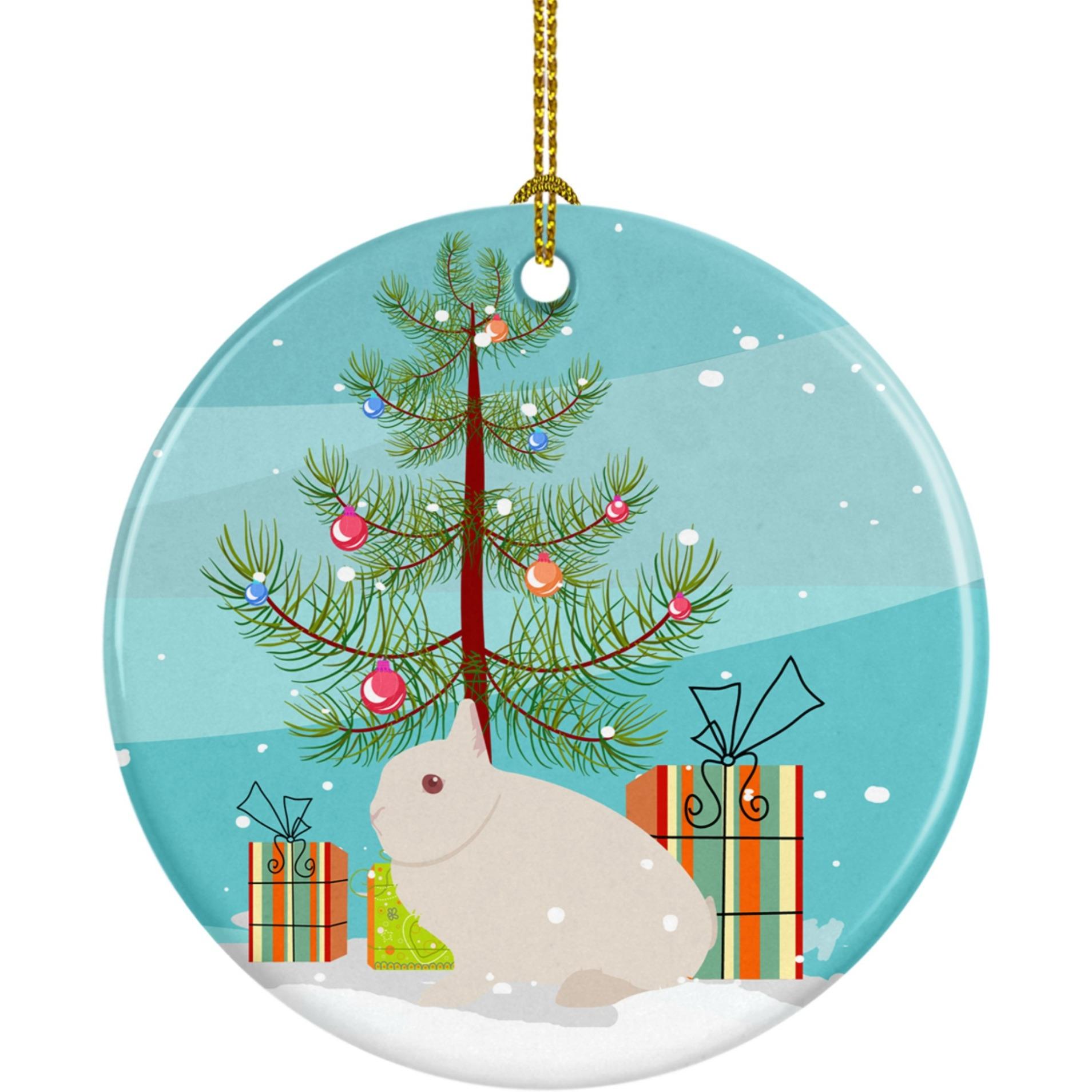 Caroline's Treasures Hermelin Rabbit Christmas Ceramic Ornament