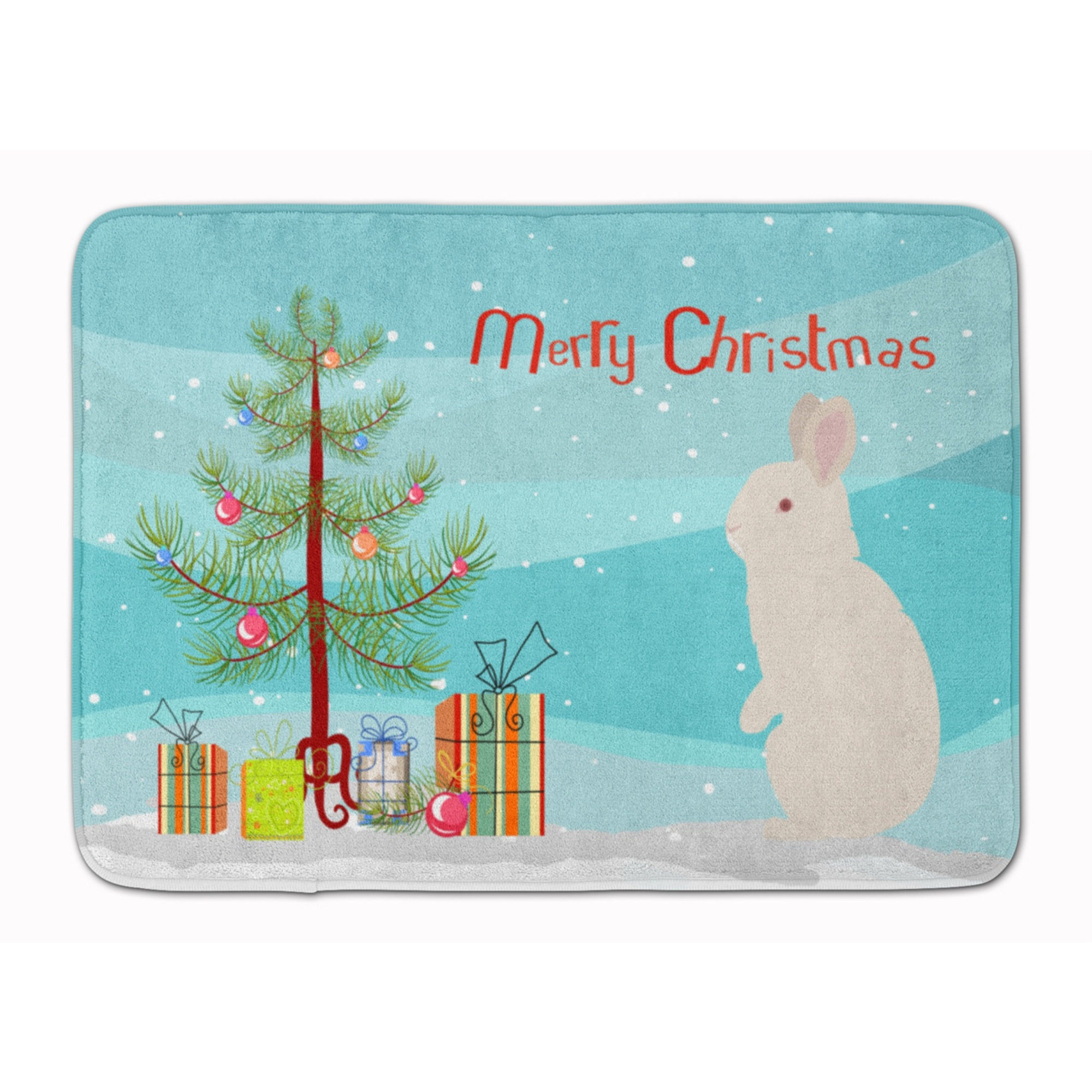 &quotCaroline's Treasures New Zealand White Rabbit Christmas Floor Mat, 19"" x 27"", Multicolor"