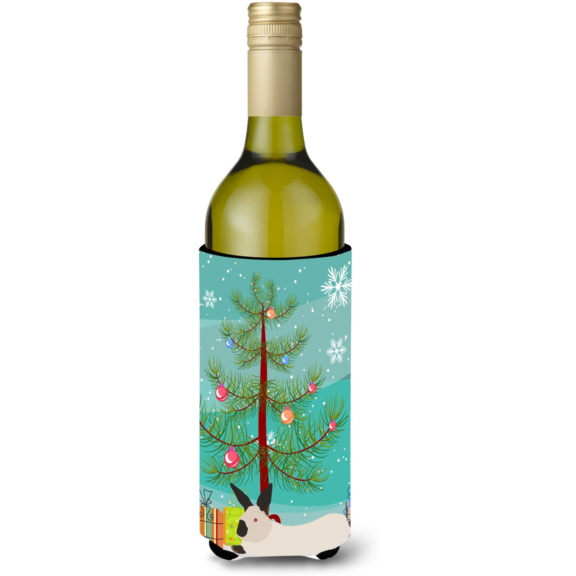 &quotCaroline's Treasures California White Rabbit Christmas Decorative Bottle Hugger, 750ml, Multicolor"