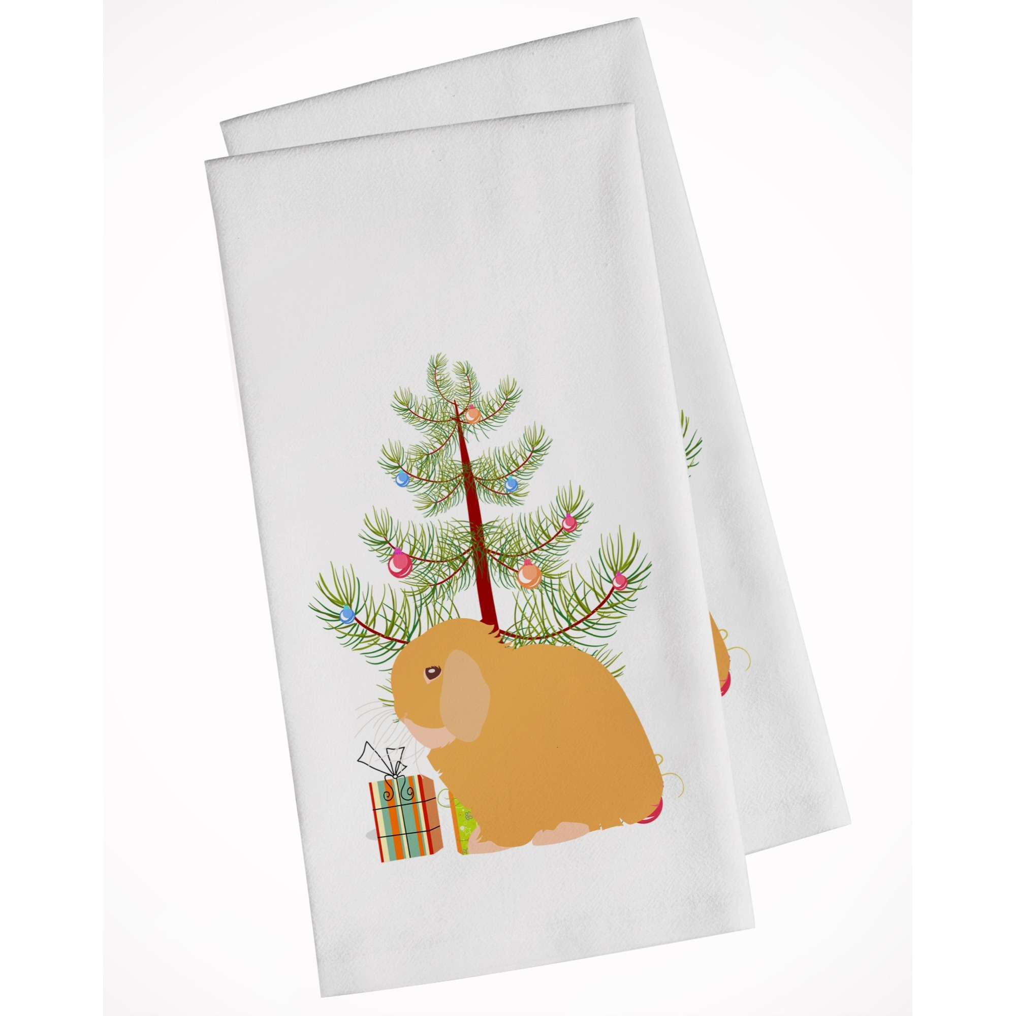 Holland Lop Rabbit Christmas White Kitchen Towel Set of 2