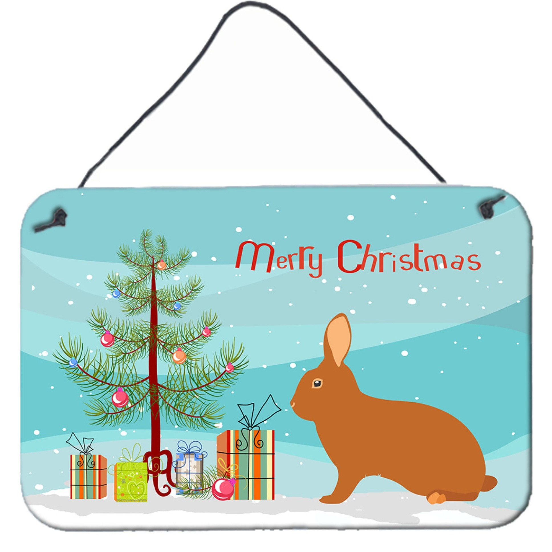 &quotCaroline's Treasures Rex Rabbit Christmas Metal Print, 8"" x 12"", Multicolor"