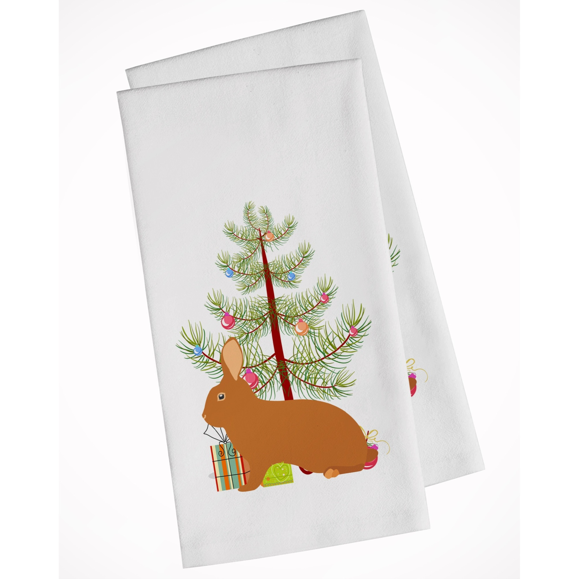 Rex Rabbit Christmas White Kitchen Towel Set of 2