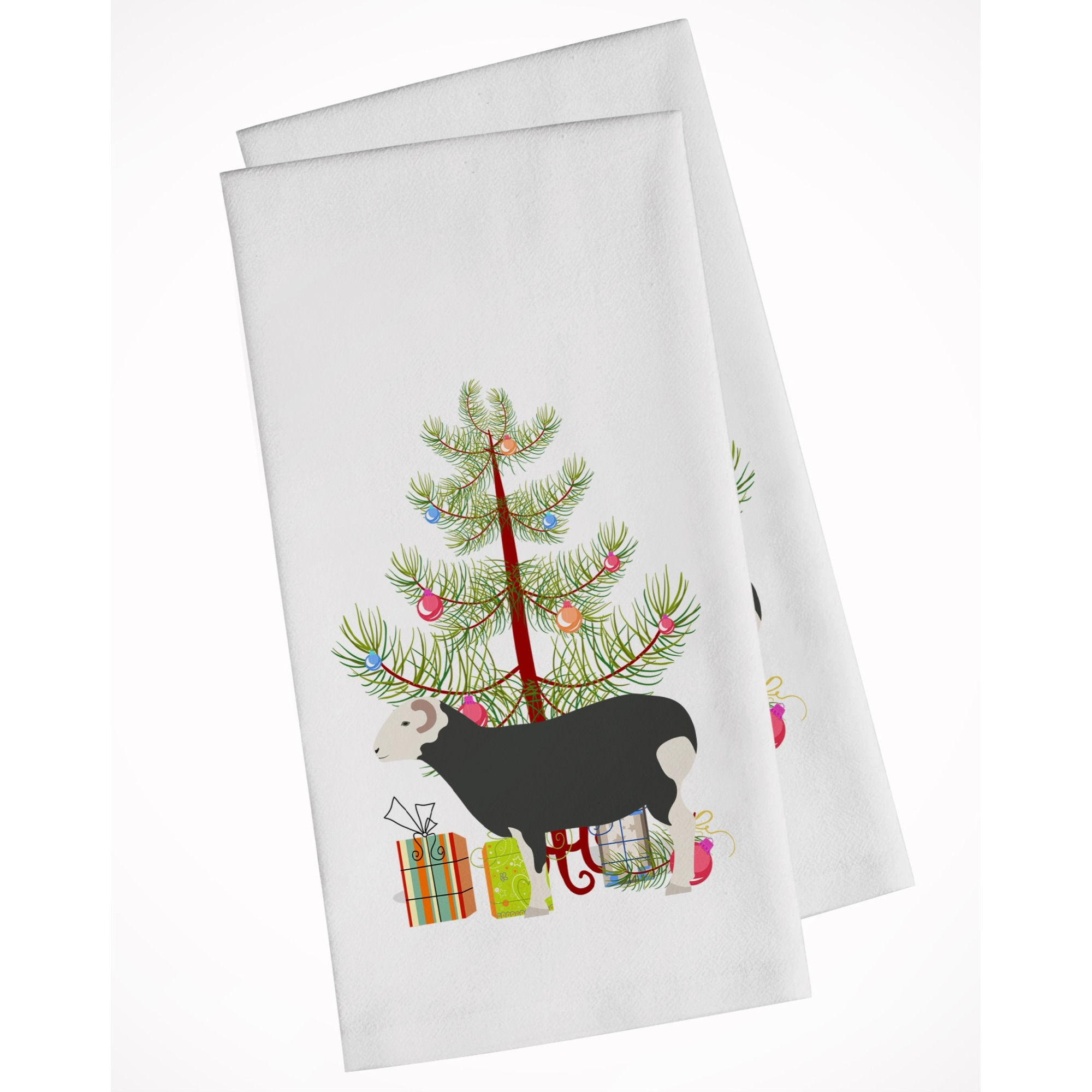 Herwick Sheep Christmas White Kitchen Towel Set of 2