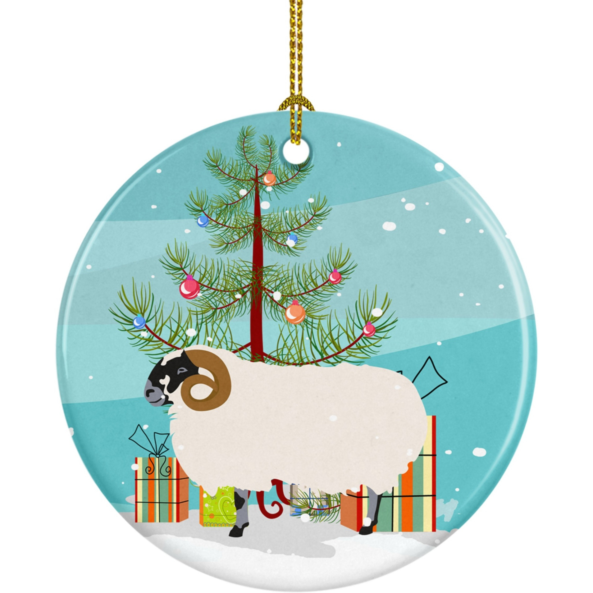 &quotCaroline's Treasures Scottish Blackface Sheep Christmas Ceramic Ornament, Multicolor"