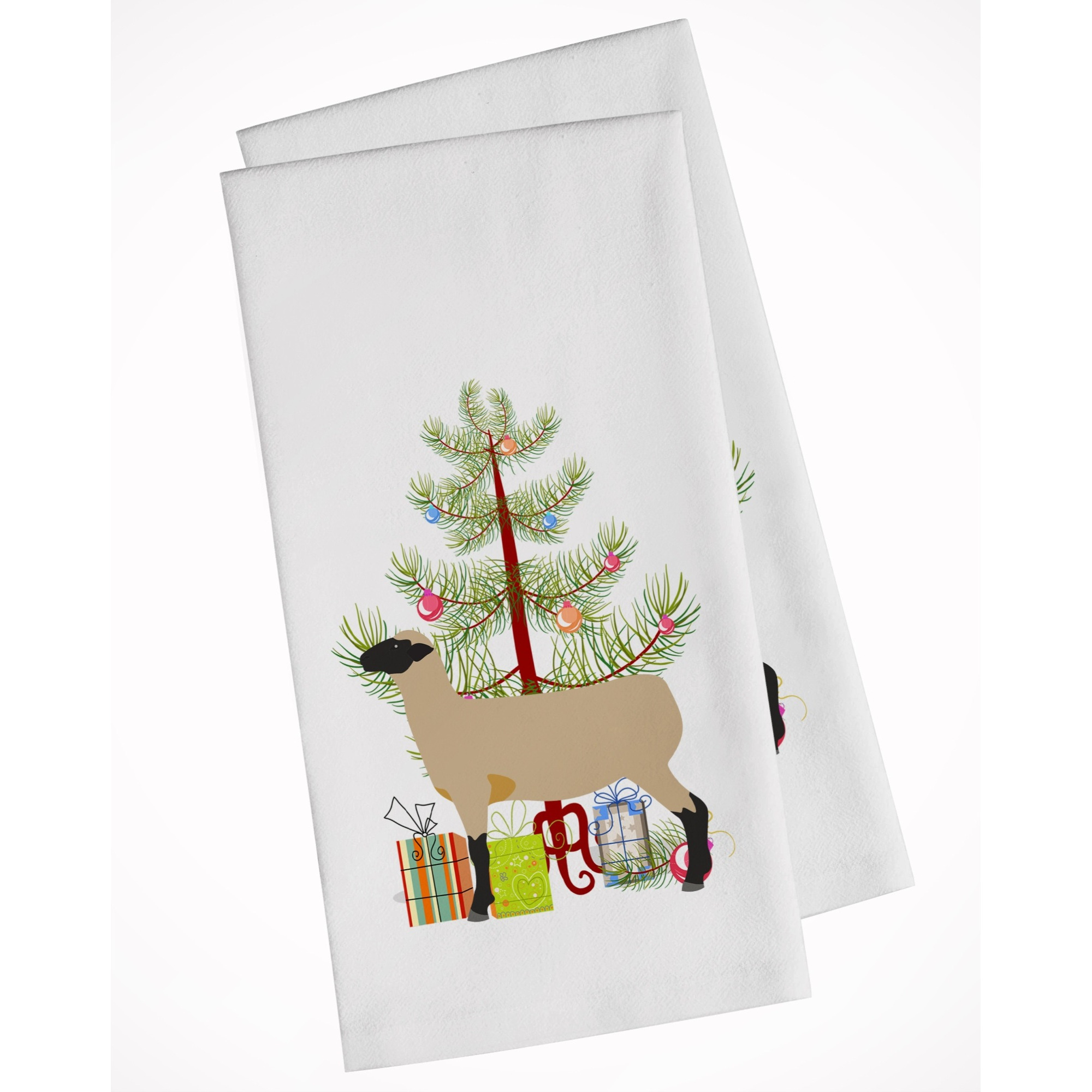 Hampshire Down Sheep Christmas White Kitchen Towel Set of 2