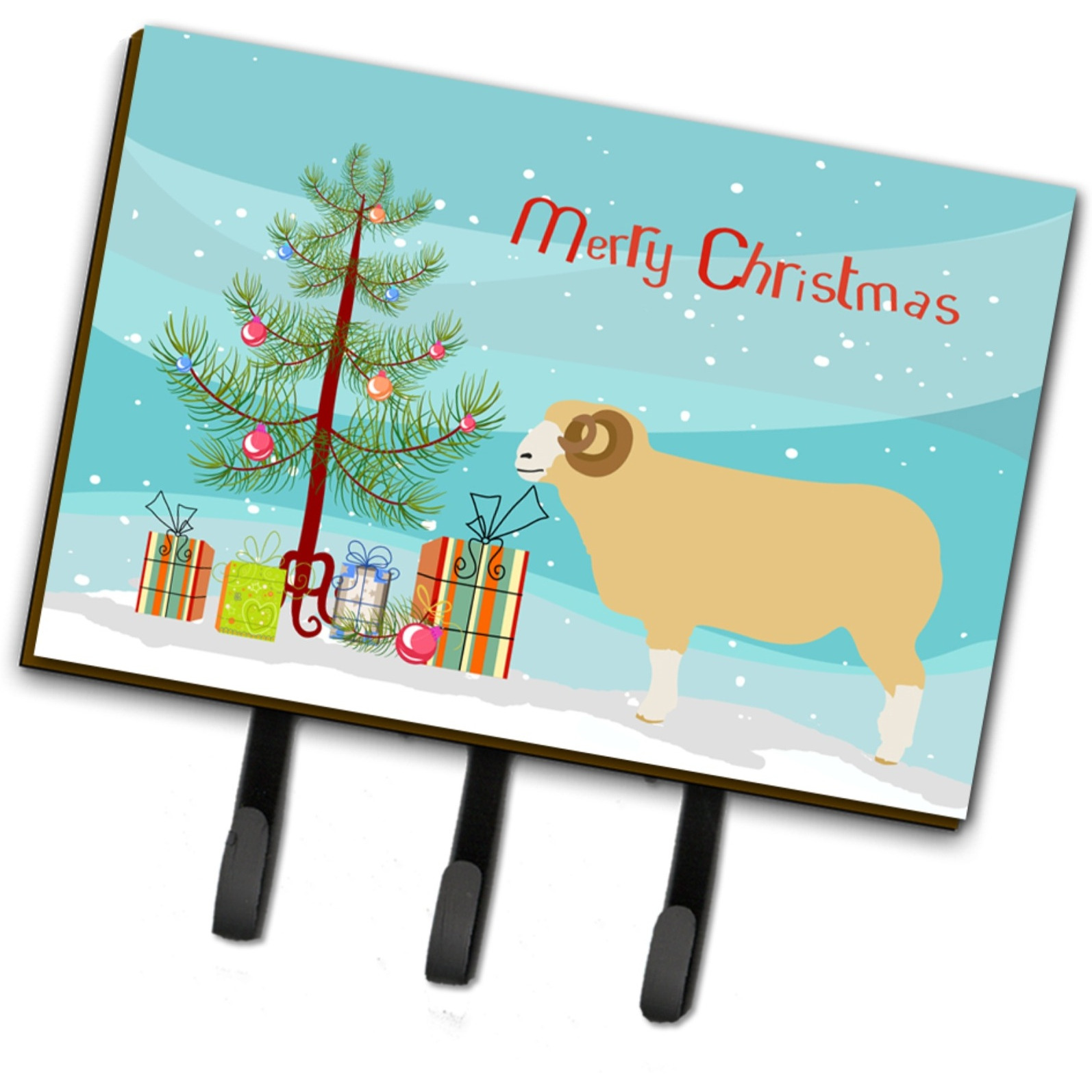 &quotCaroline's Treasures Horned Dorset Sheep Christmas Wall Hook, Triple, Multicolor"